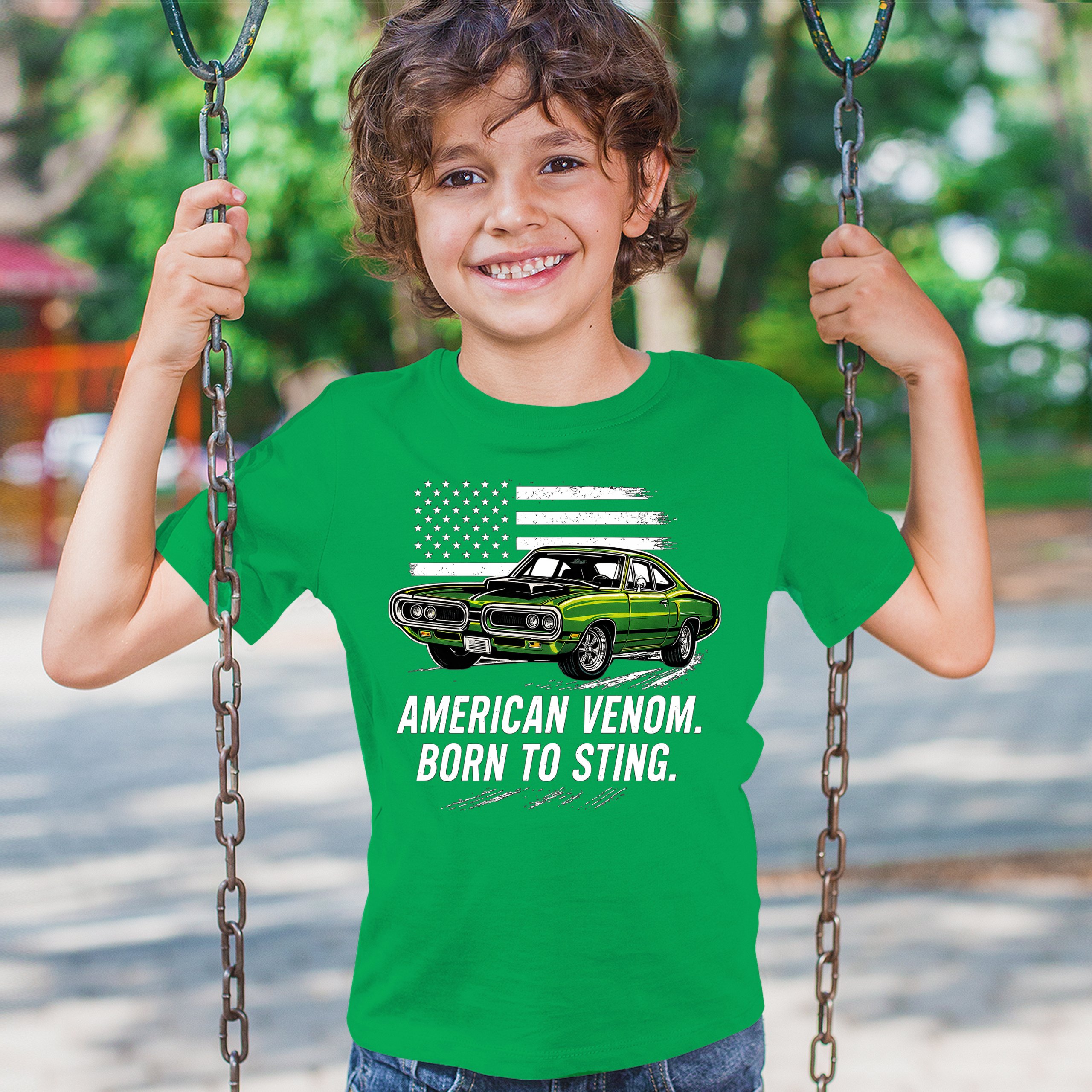 American Venom Muscle Car Youth T-shirt Classic Patriotic Vintage Kids - Picture 33 of 50