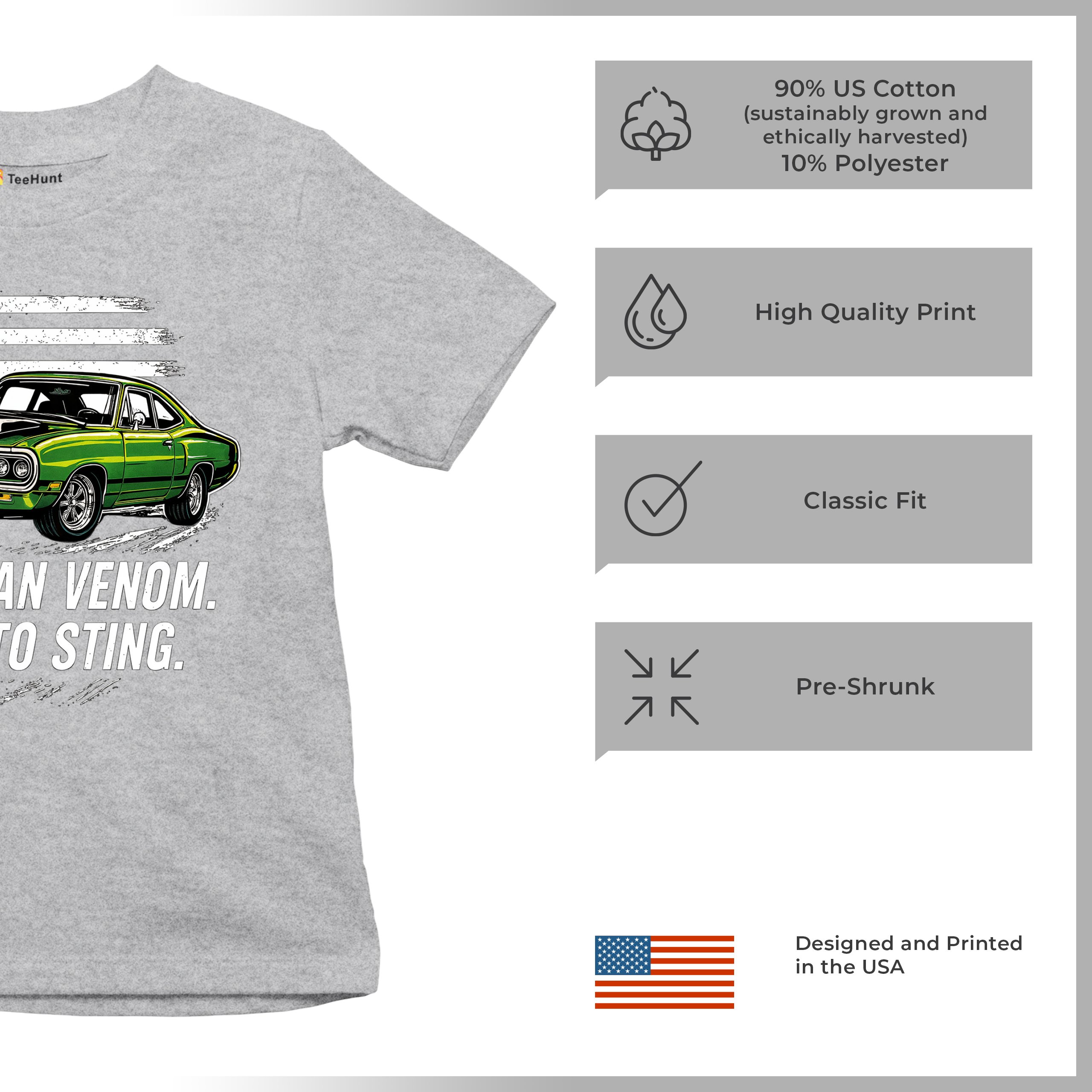American Venom Muscle Car Youth T-shirt Classic Patriotic Vintage Kids - Picture 14 of 50