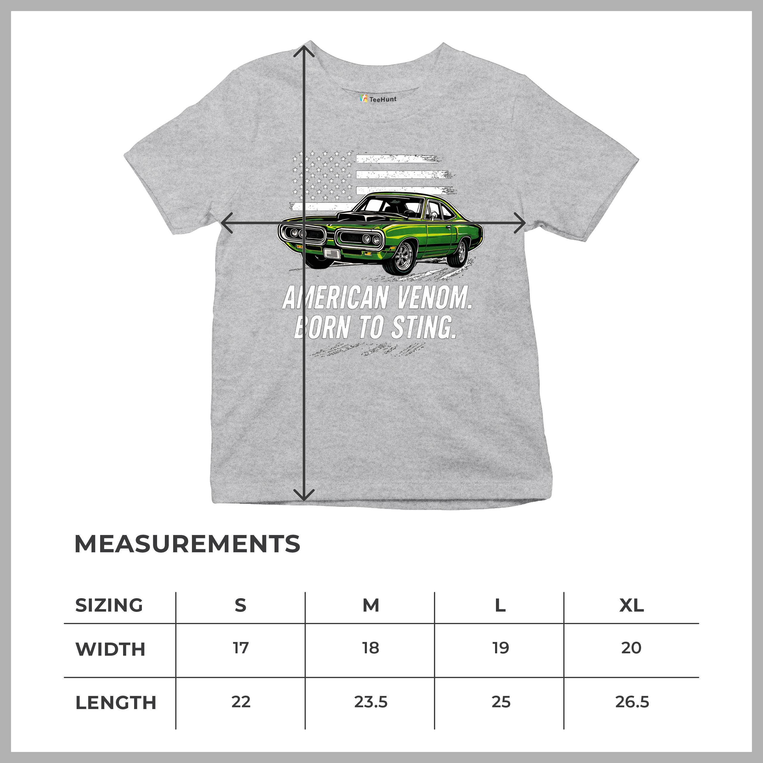 American Venom Muscle Car Youth T-shirt Classic Patriotic Vintage Kids - Picture 15 of 50
