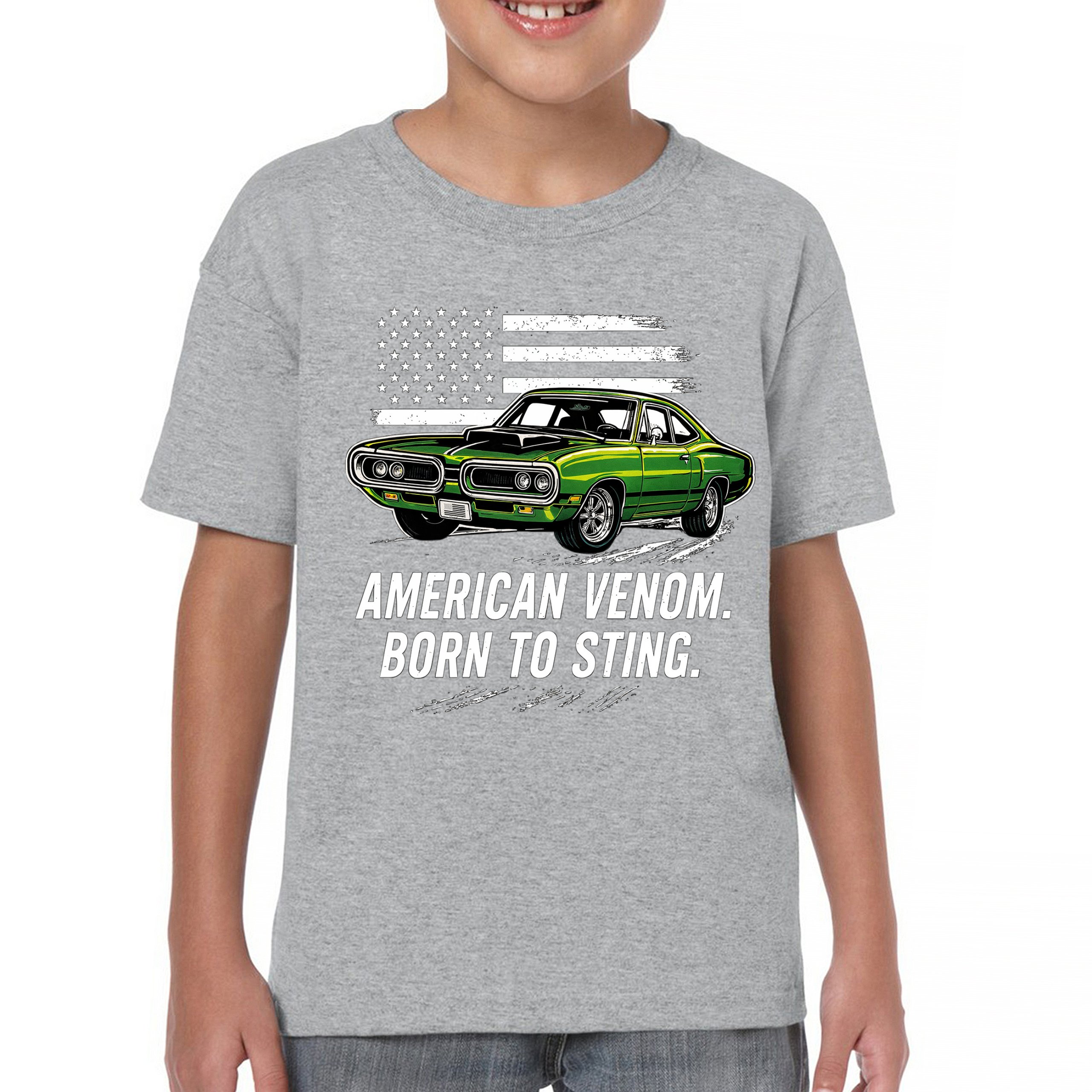 American Venom Muscle Car Youth T-shirt Classic Patriotic Vintage Kids - Picture 9 of 50
