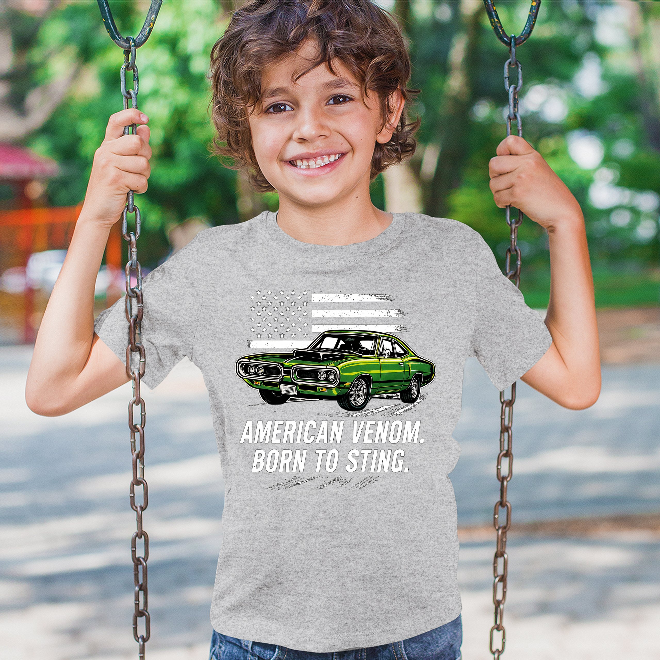 American Venom Muscle Car Youth T-shirt Classic Patriotic Vintage Kids - Picture 12 of 50