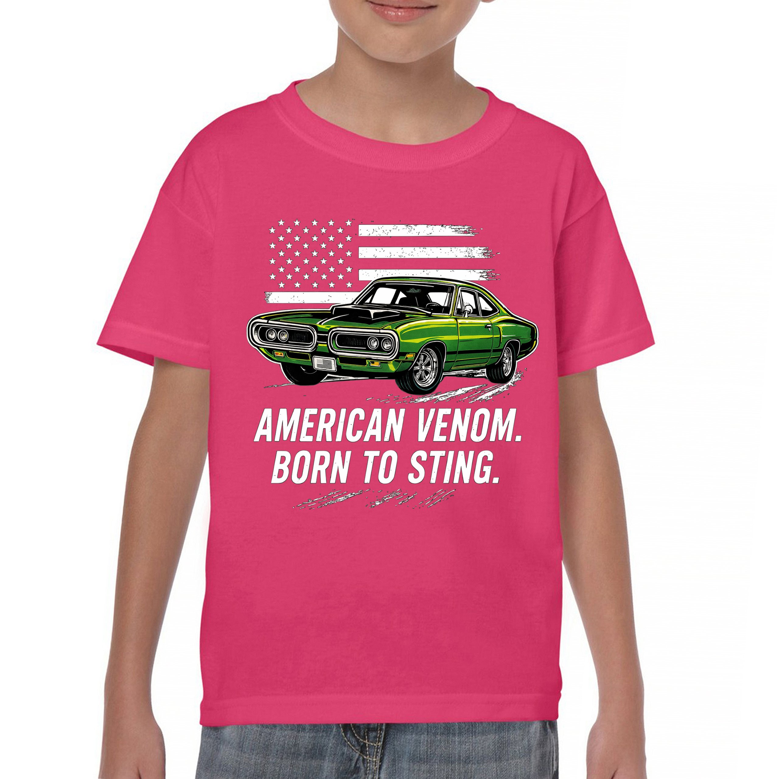 American Venom Muscle Car Youth T-shirt Classic Patriotic Vintage Kids - Picture 44 of 50