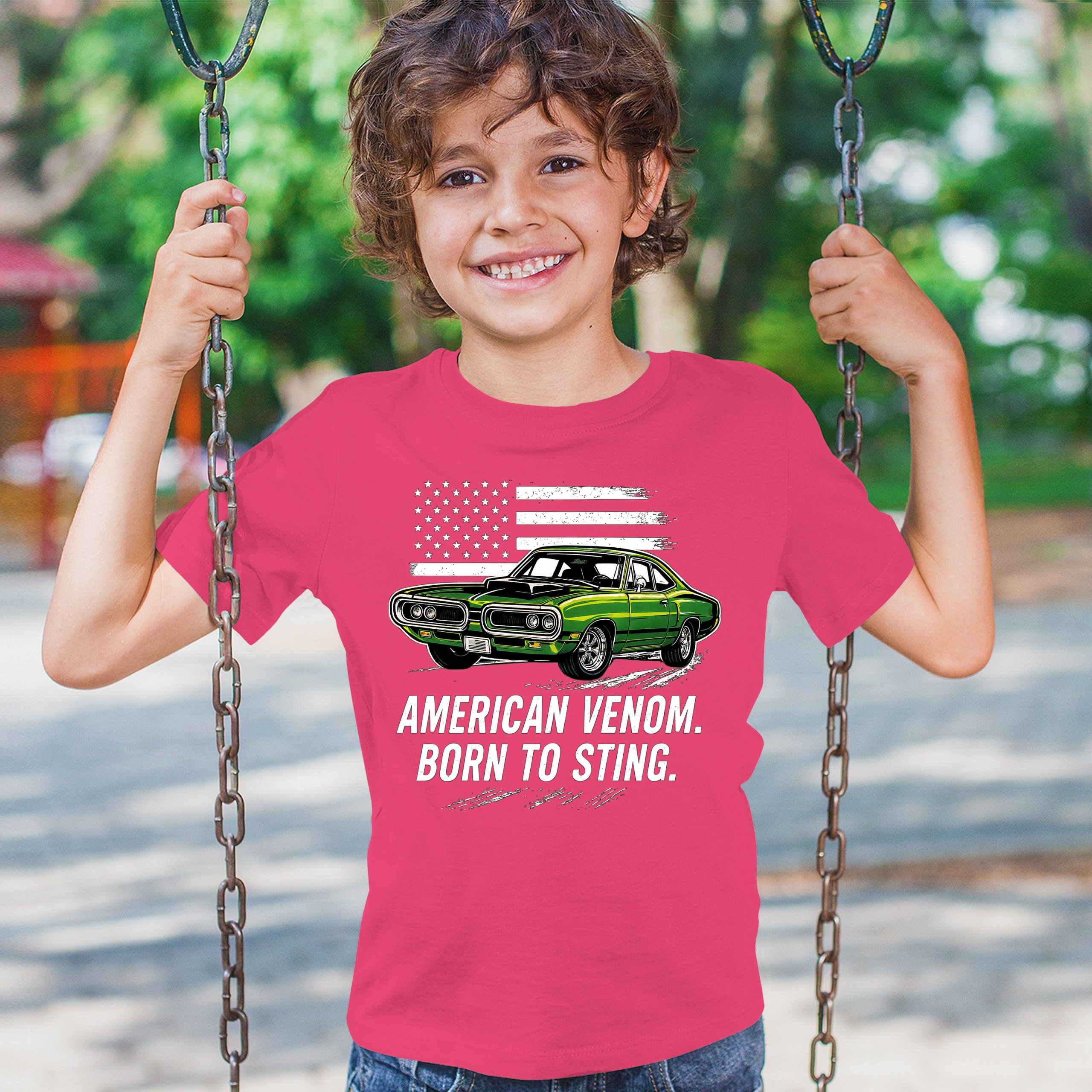 American Venom Muscle Car Youth T-shirt Classic Patriotic Vintage Kids - Picture 47 of 50
