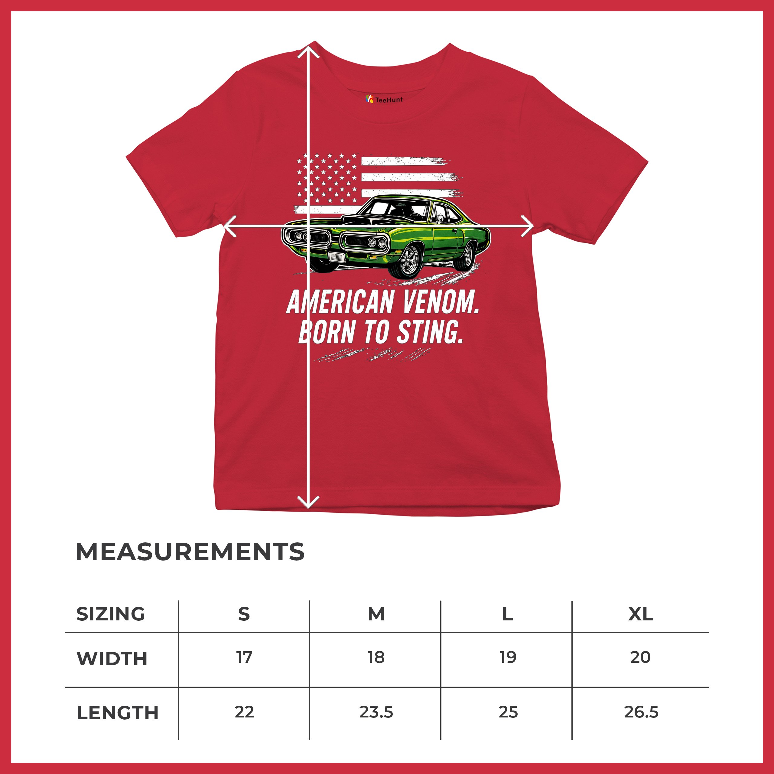 American Venom Muscle Car Youth T-shirt Classic Patriotic Vintage Kids - Picture 22 of 50