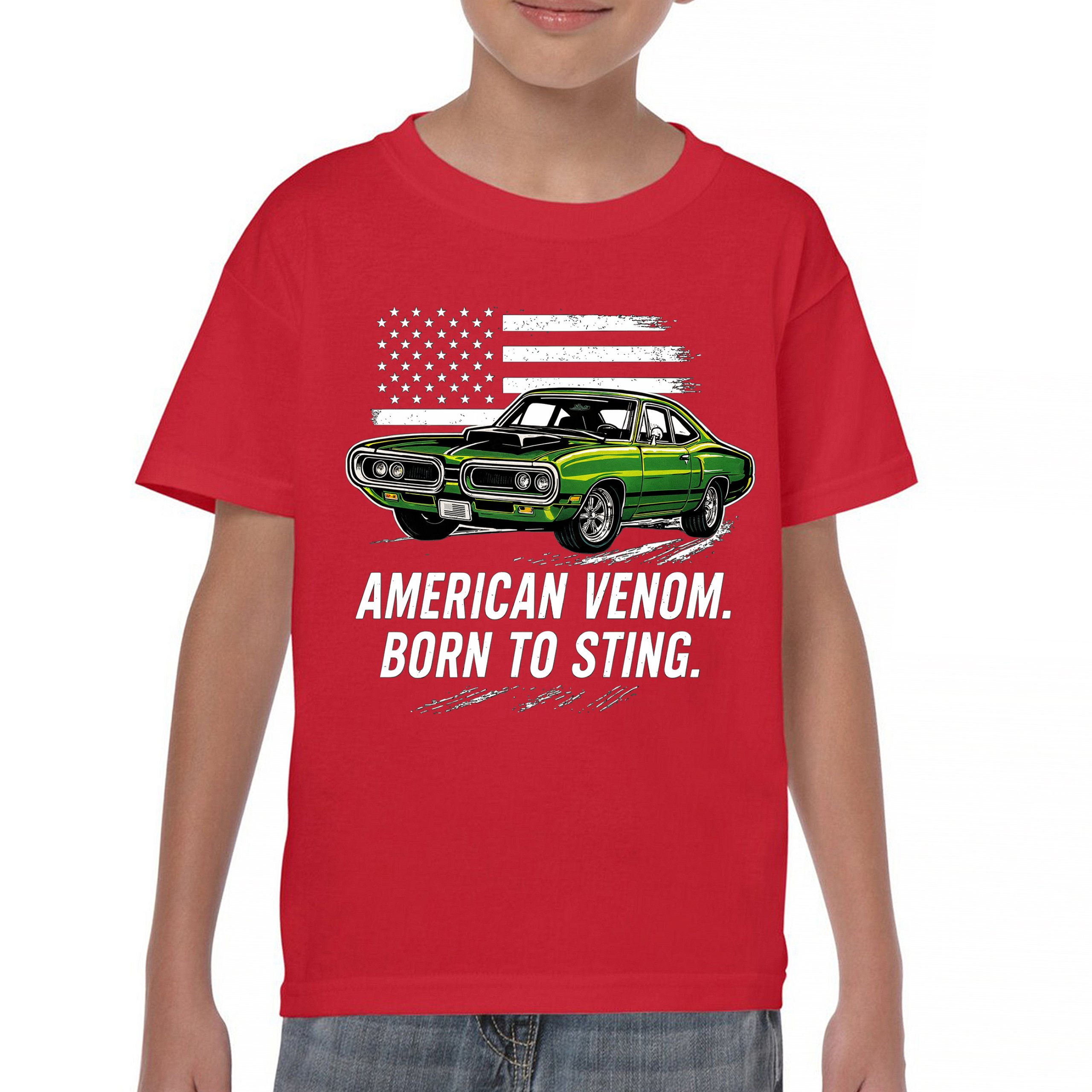 American Venom Muscle Car Youth T-shirt Classic Patriotic Vintage Kids - Picture 16 of 50