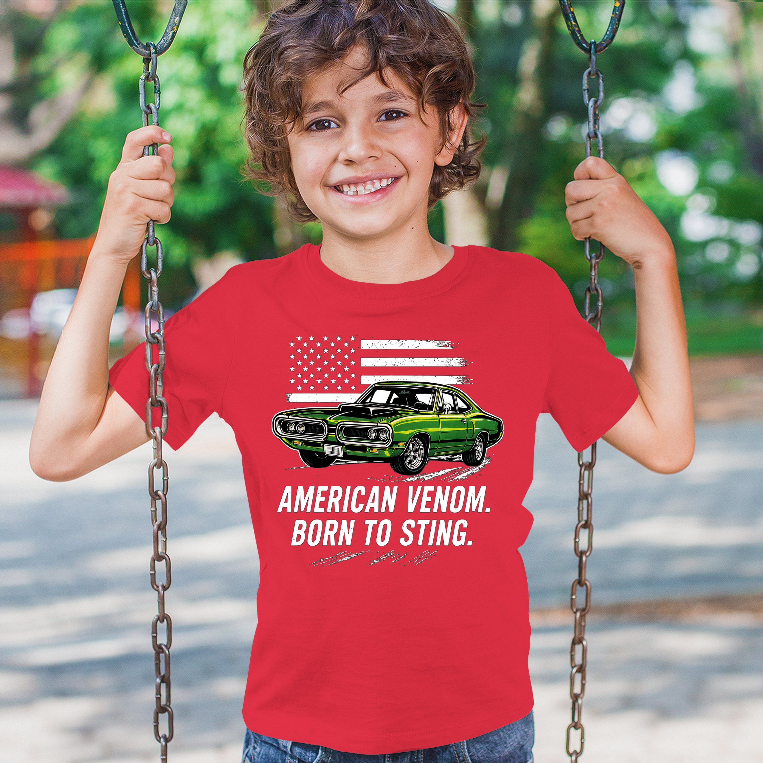 American Venom Muscle Car Youth T-shirt Classic Patriotic Vintage Kids - Picture 19 of 50