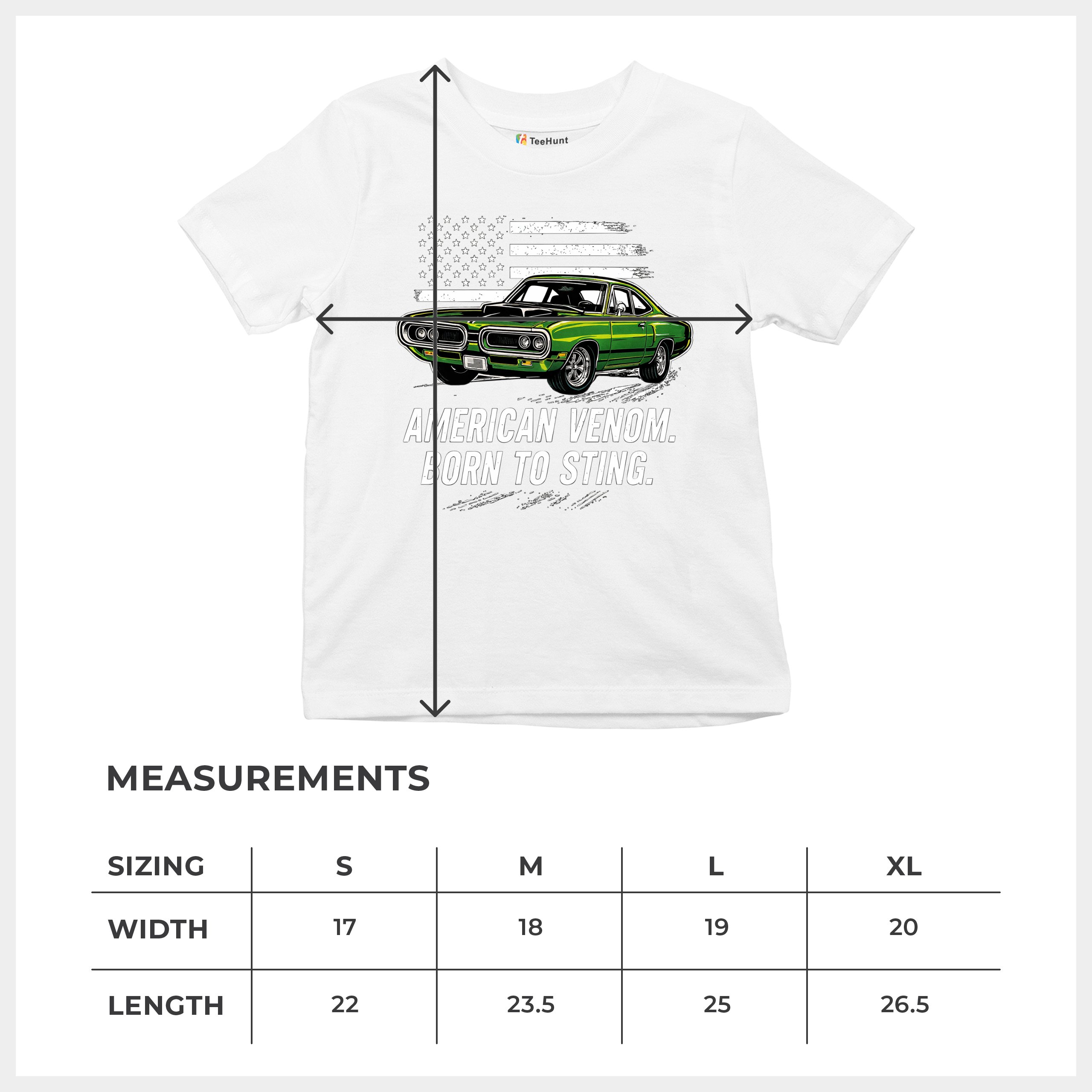 American Venom Muscle Car Youth T-shirt Classic Patriotic Vintage Kids - Picture 29 of 50
