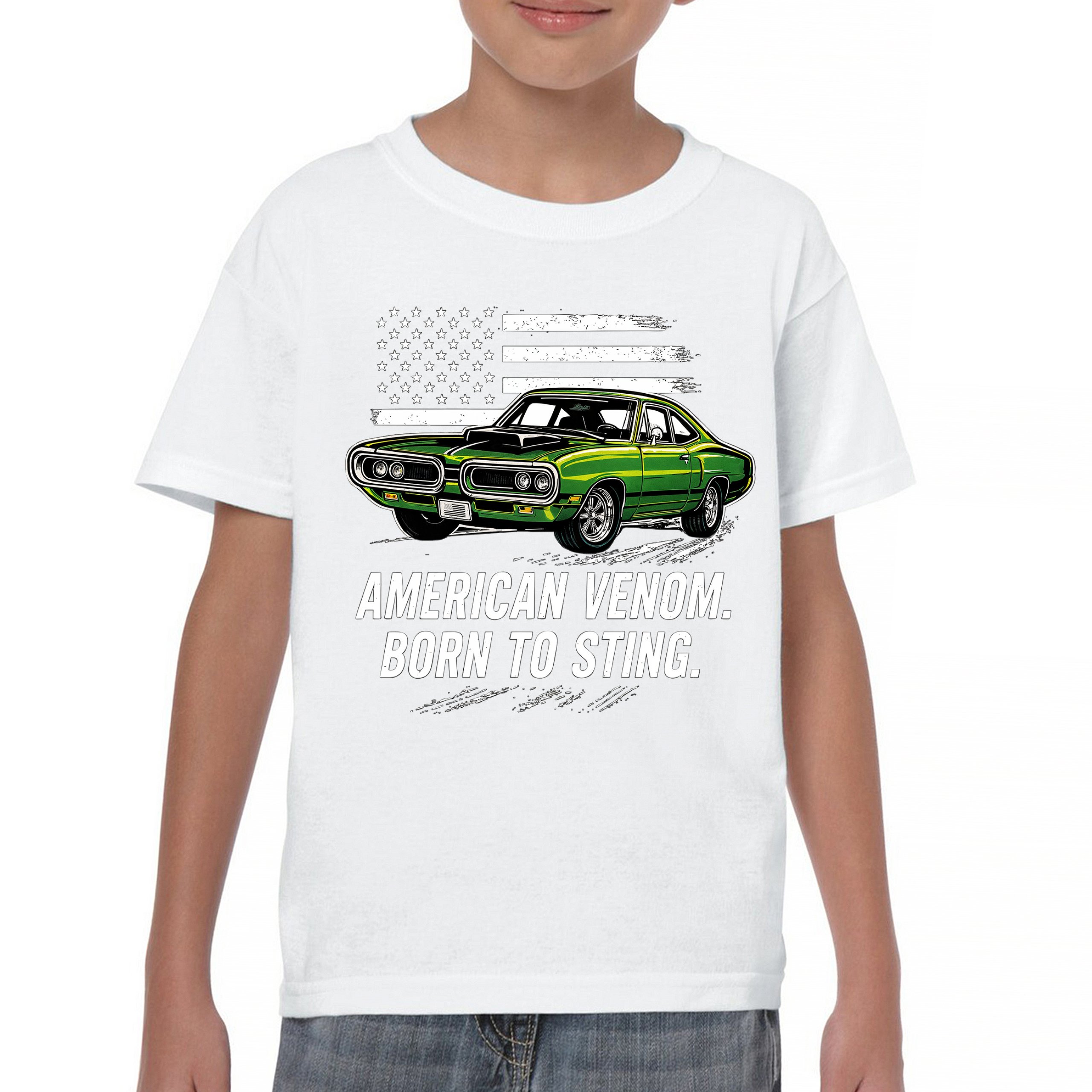 American Venom Muscle Car Youth T-shirt Classic Patriotic Vintage Kids - Picture 23 of 50