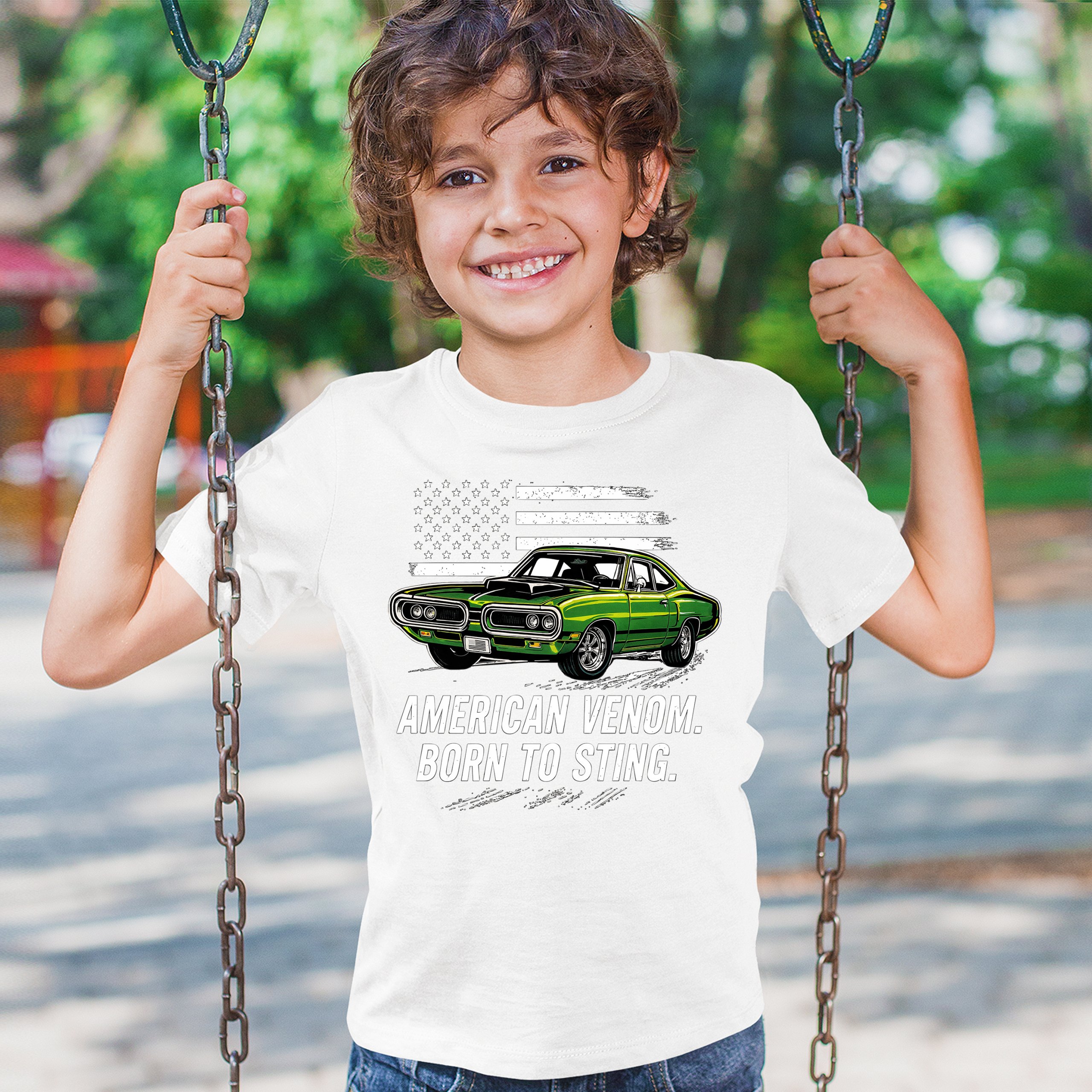 American Venom Muscle Car Youth T-shirt Classic Patriotic Vintage Kids - Picture 26 of 50