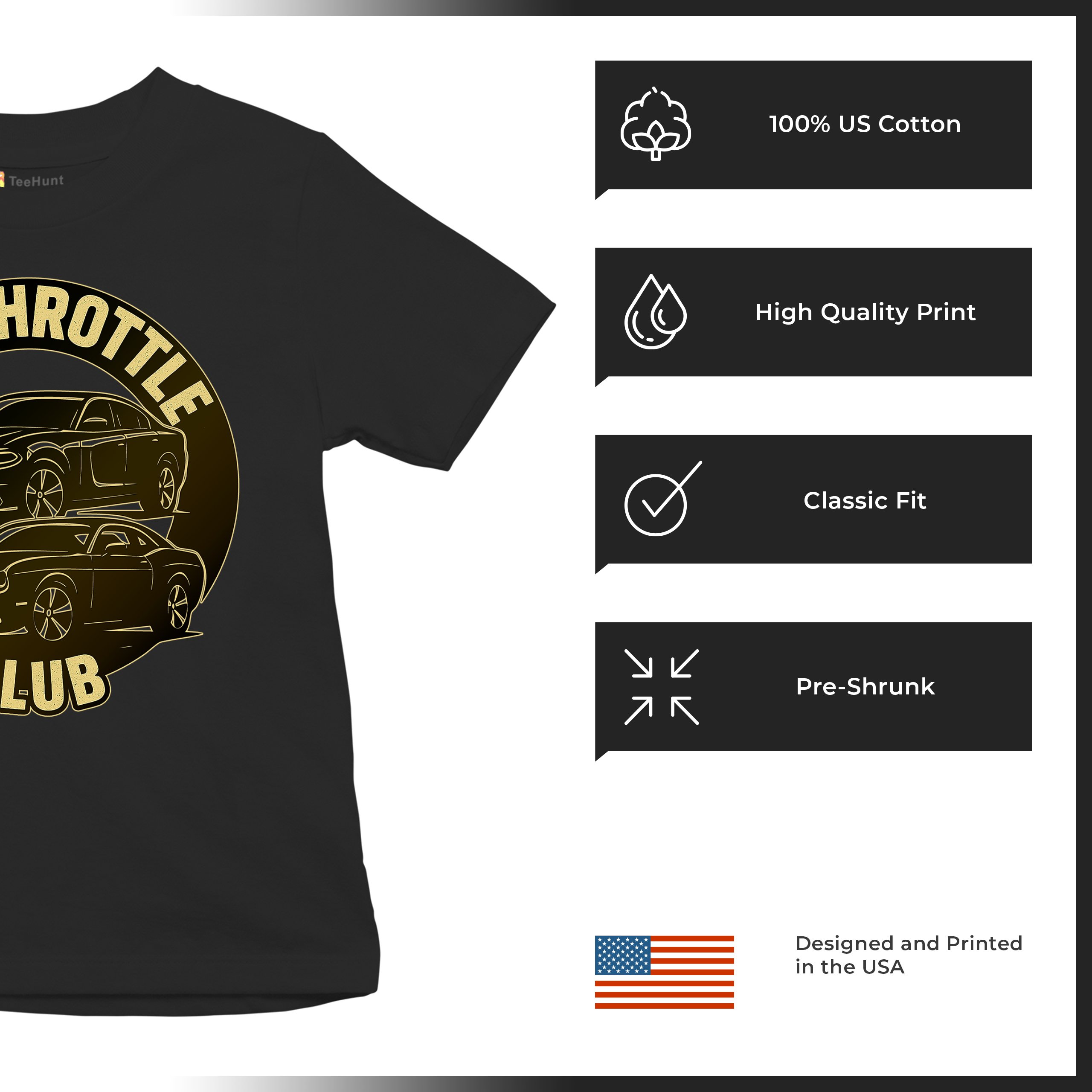 Full Throttle Club Youth T-shirt American Muscle Car Performance Power Kids - Picture 14 of 50