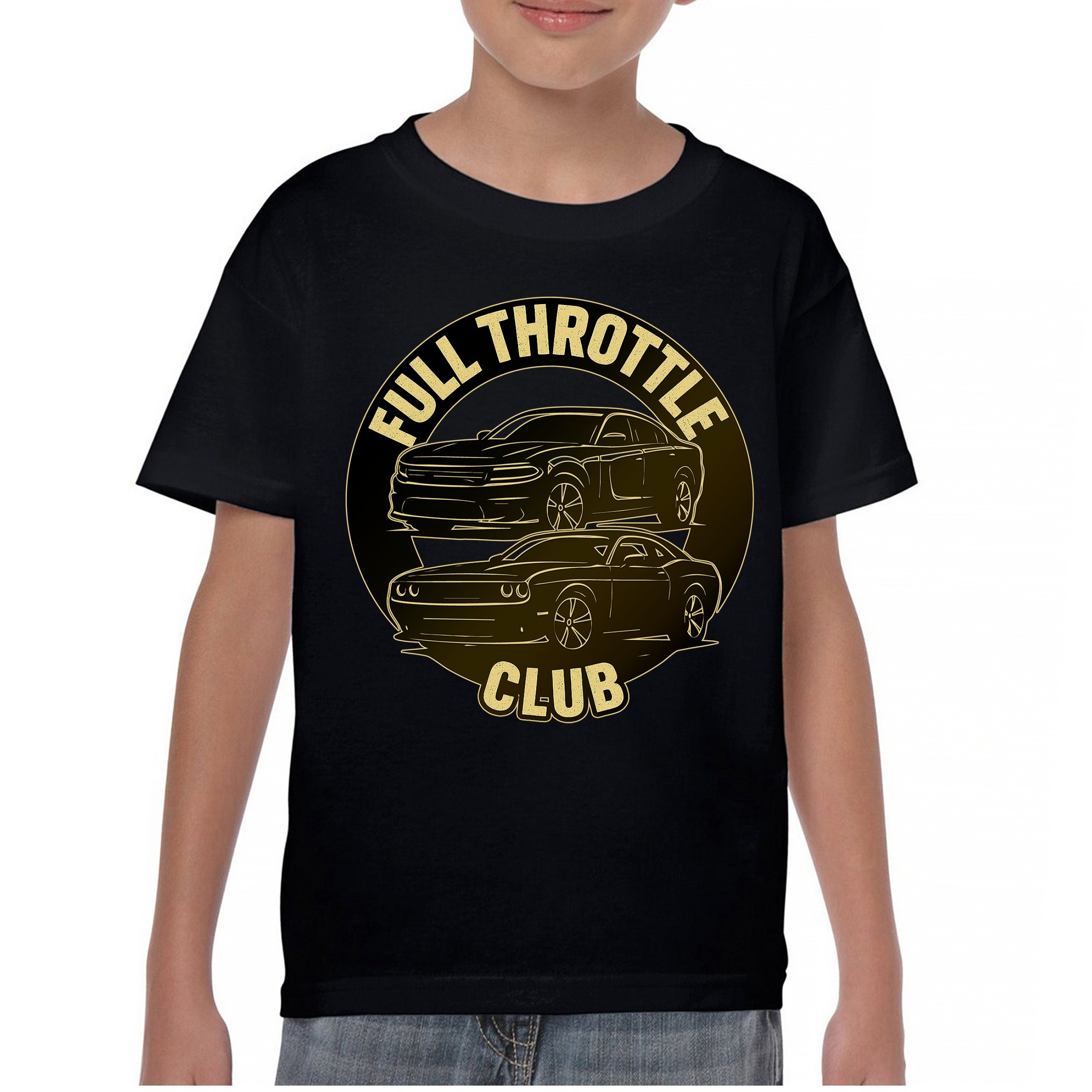 Full Throttle Club Youth T-shirt American Muscle Car Performance Power Kids - Picture 9 of 50