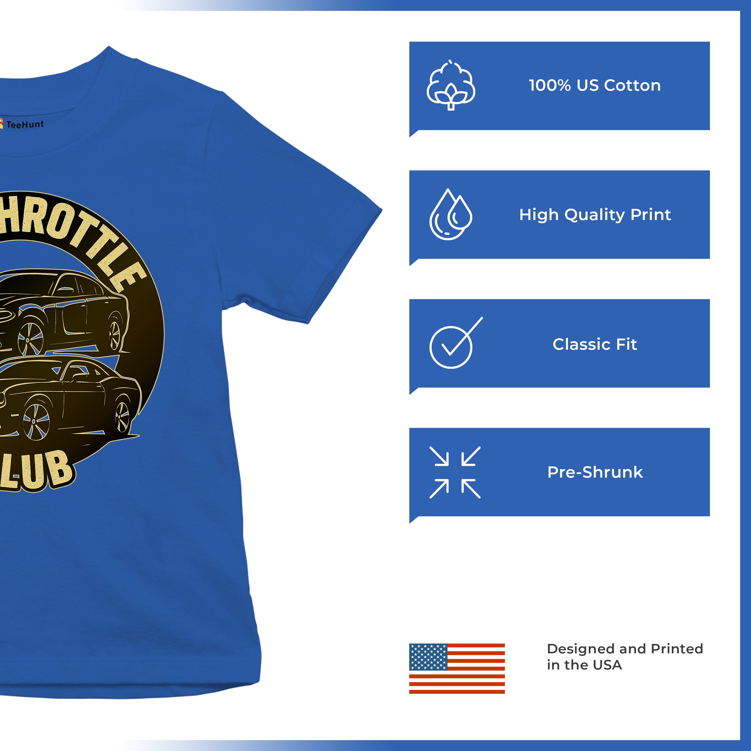 Full Throttle Club Youth T-shirt American Muscle Car Performance Power Kids - Picture 42 of 50
