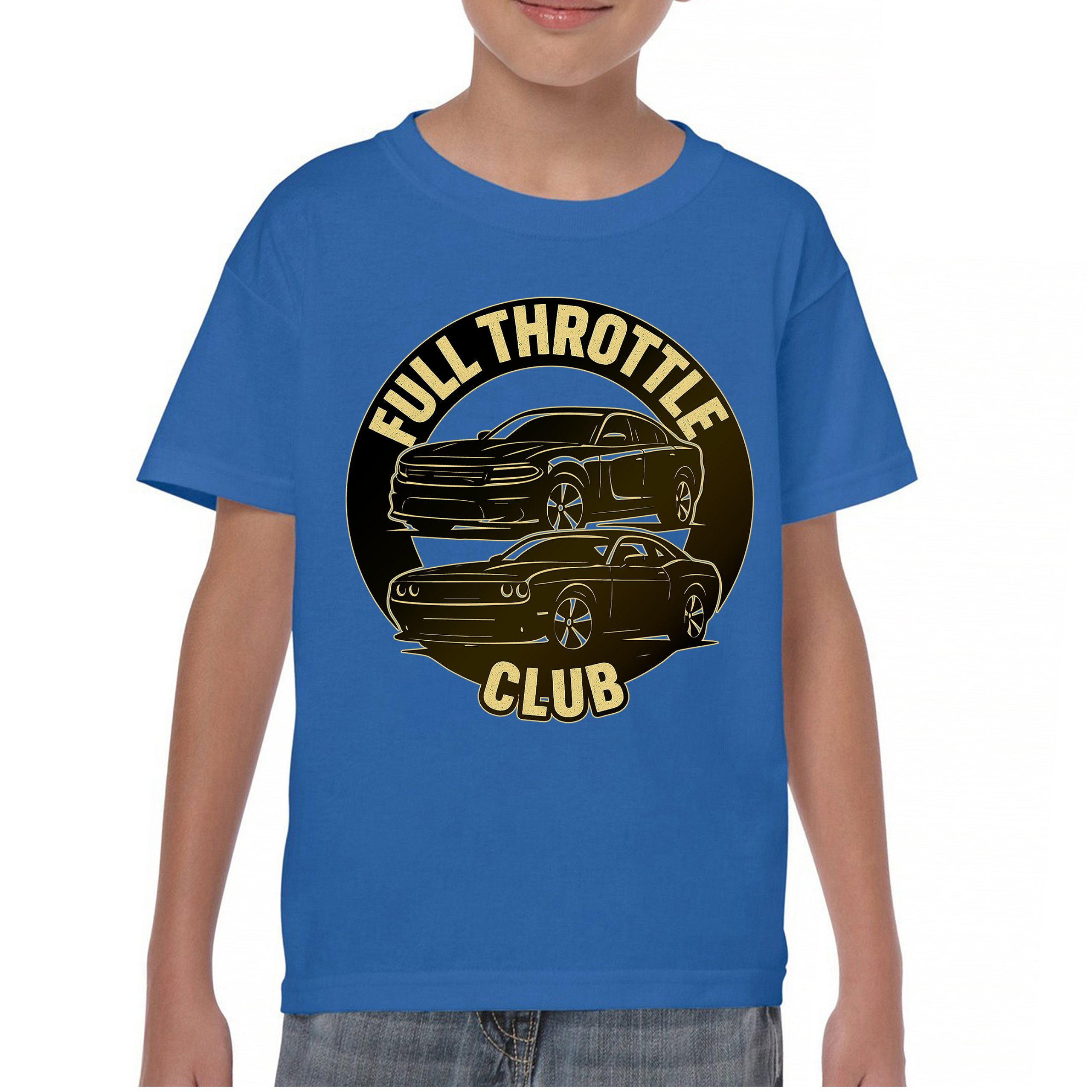 Full Throttle Club Youth T-shirt American Muscle Car Performance Power Kids - Picture 37 of 50