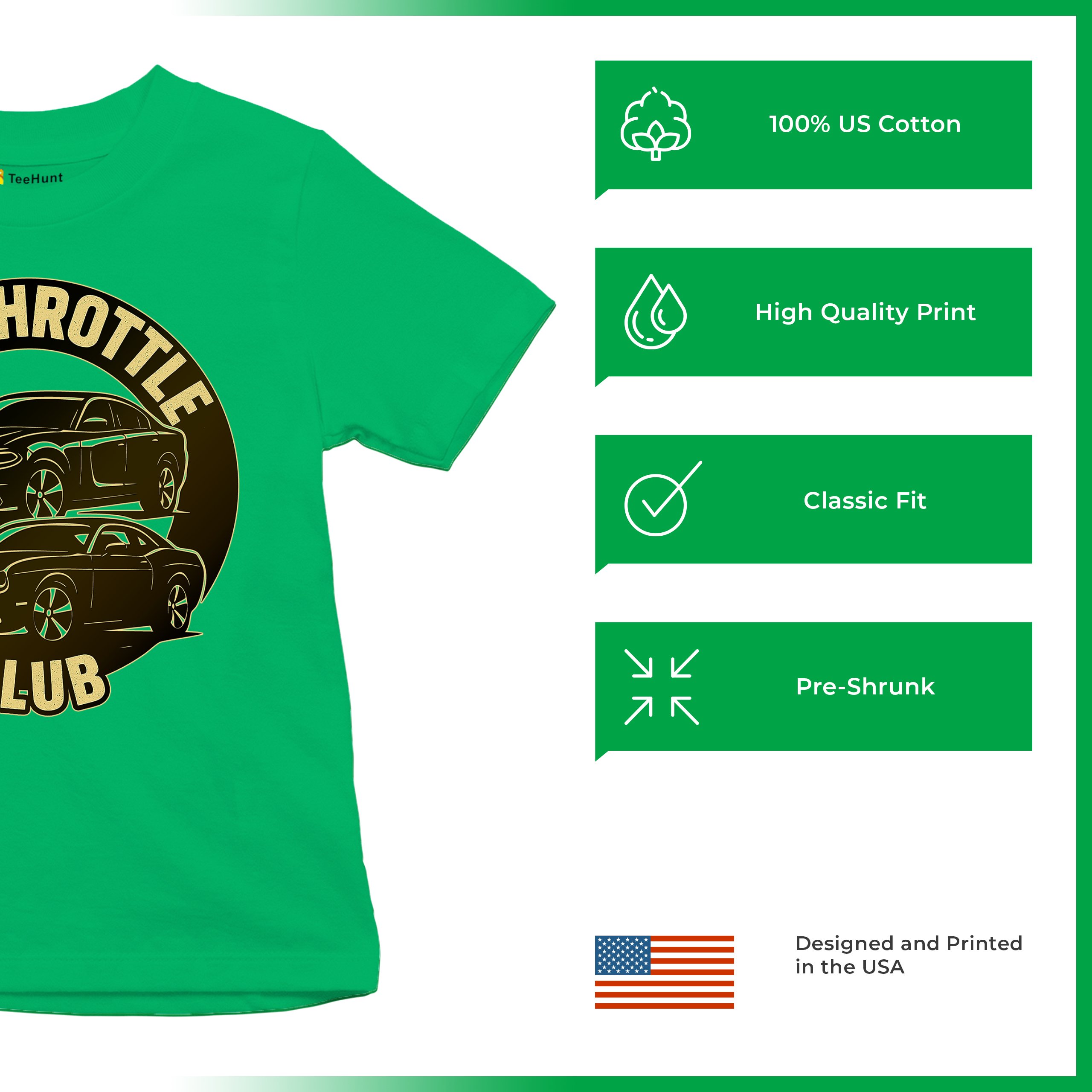 Full Throttle Club Youth T-shirt American Muscle Car Performance Power Kids - Picture 35 of 50