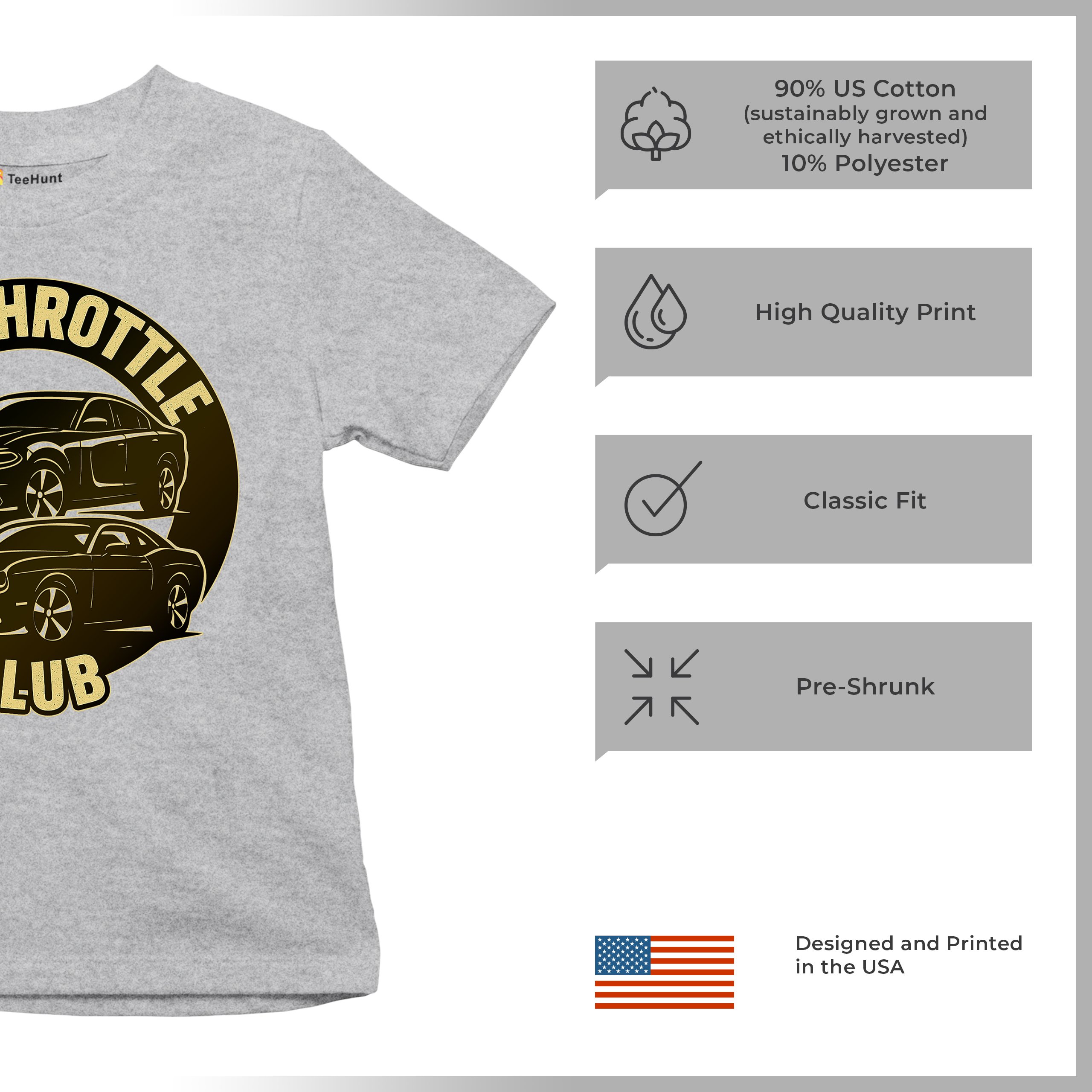 Full Throttle Club Youth T-shirt American Muscle Car Performance Power Kids - Picture 7 of 50