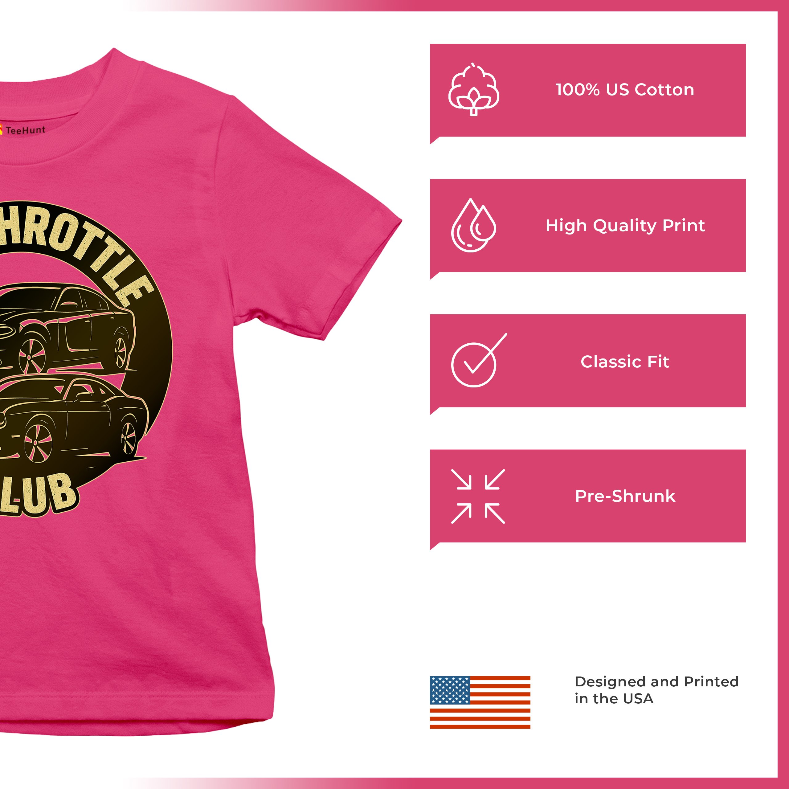 Full Throttle Club Youth T-shirt American Muscle Car Performance Power Kids - Picture 49 of 50