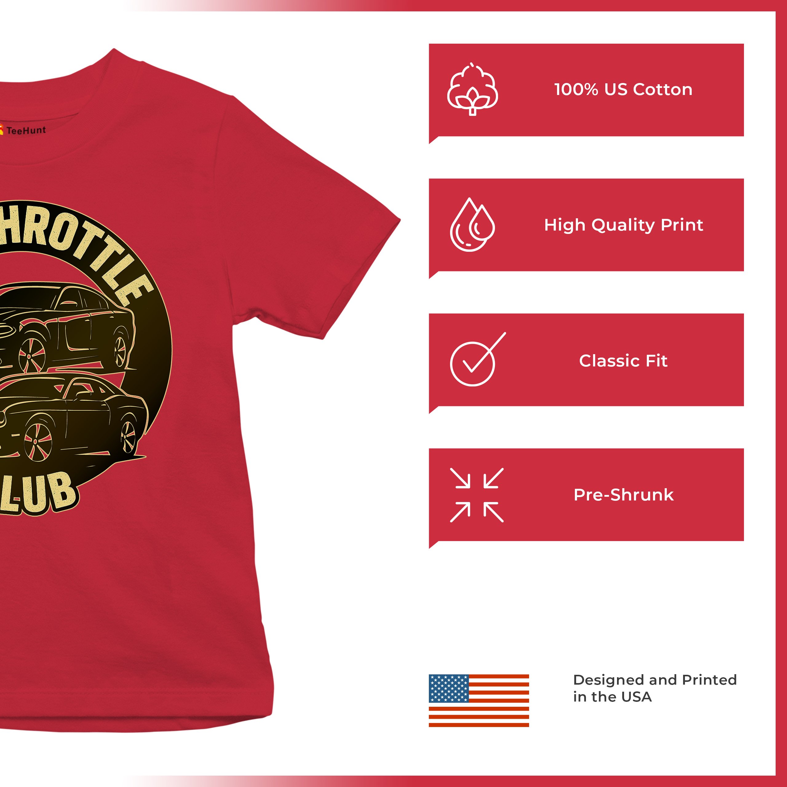 Full Throttle Club Youth T-shirt American Muscle Car Performance Power Kids - Picture 21 of 50