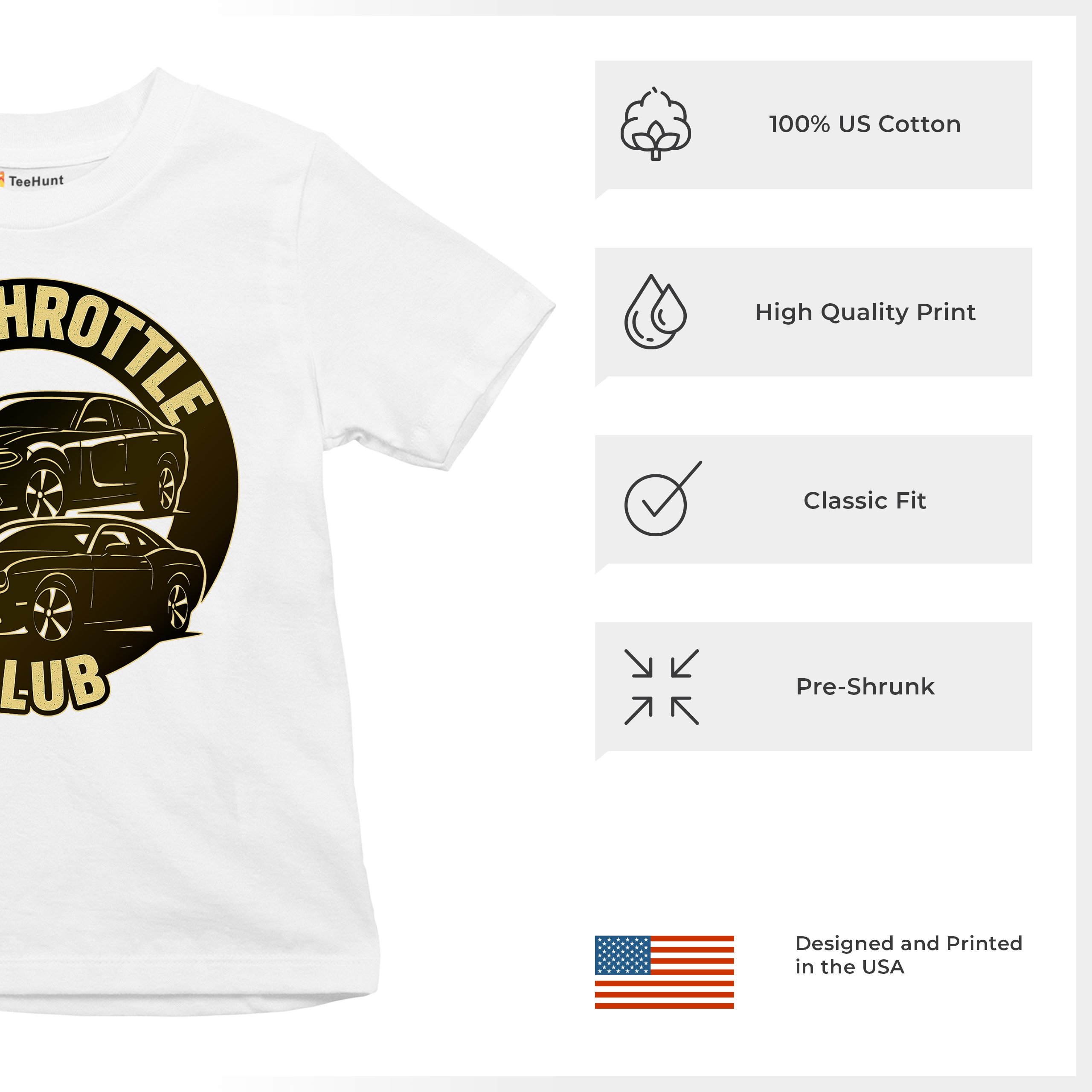 Full Throttle Club Youth T-shirt American Muscle Car Performance Power Kids - Picture 28 of 50