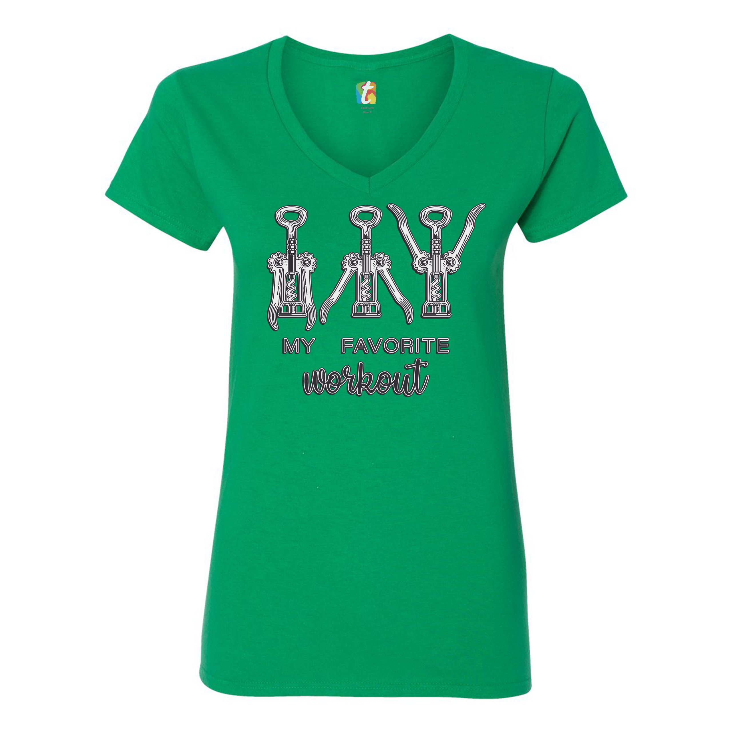 My Favorite Workout Women's V-Neck T-shirt Drinking Funny Inappropriate