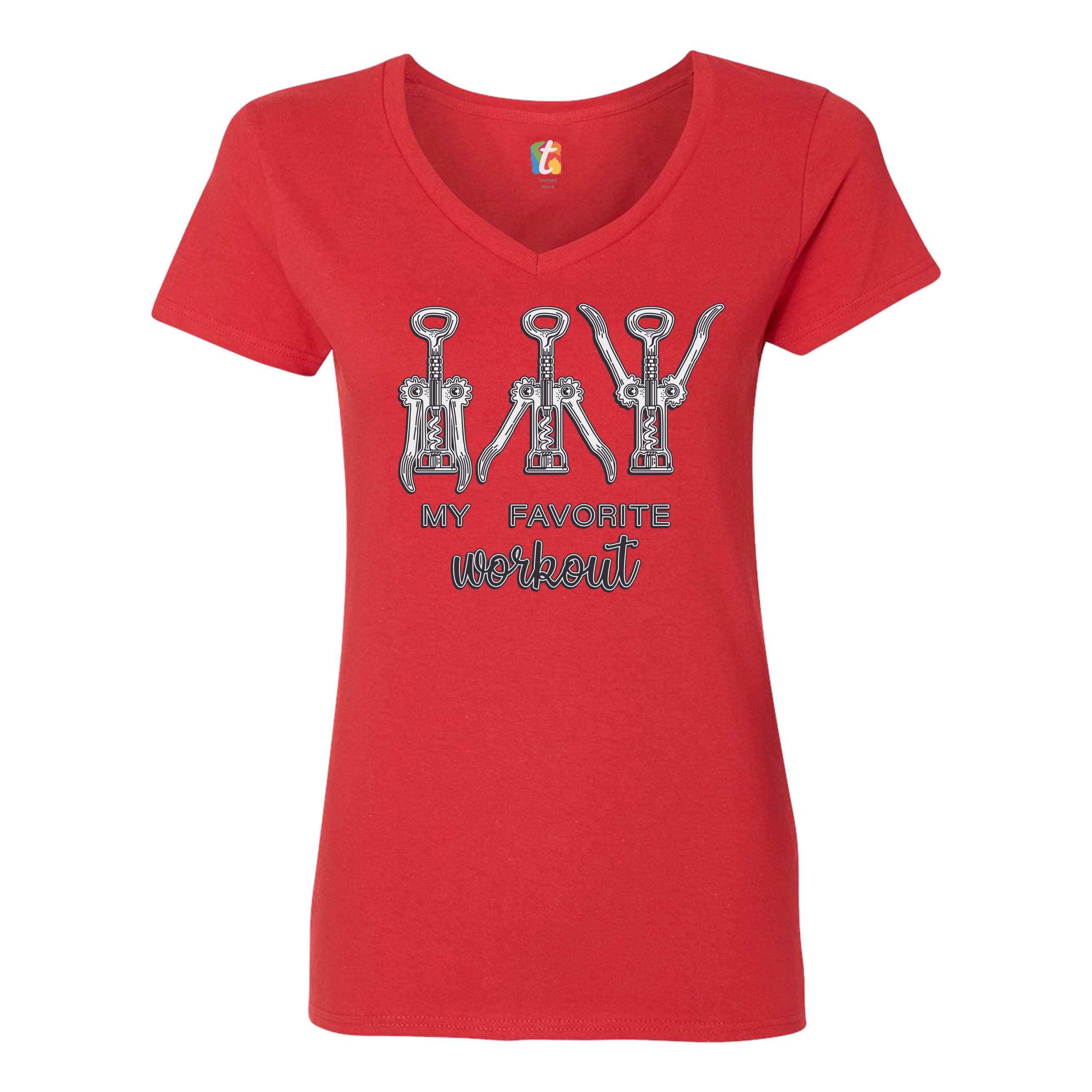 My Favorite Workout Women's V-Neck T-shirt Drinking Funny Inappropriate