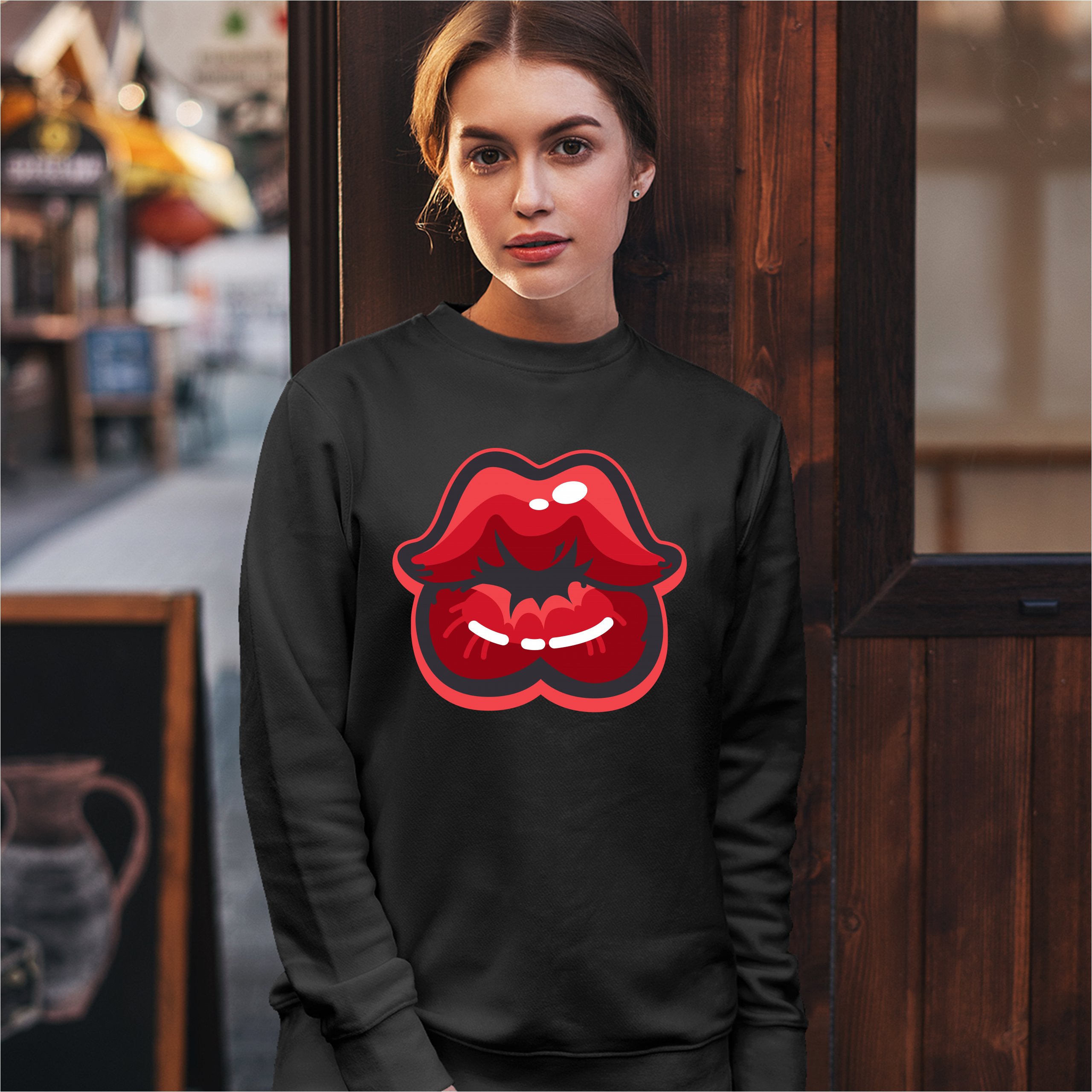 Women's nike sportswear discount lips crewneck sweatshirt