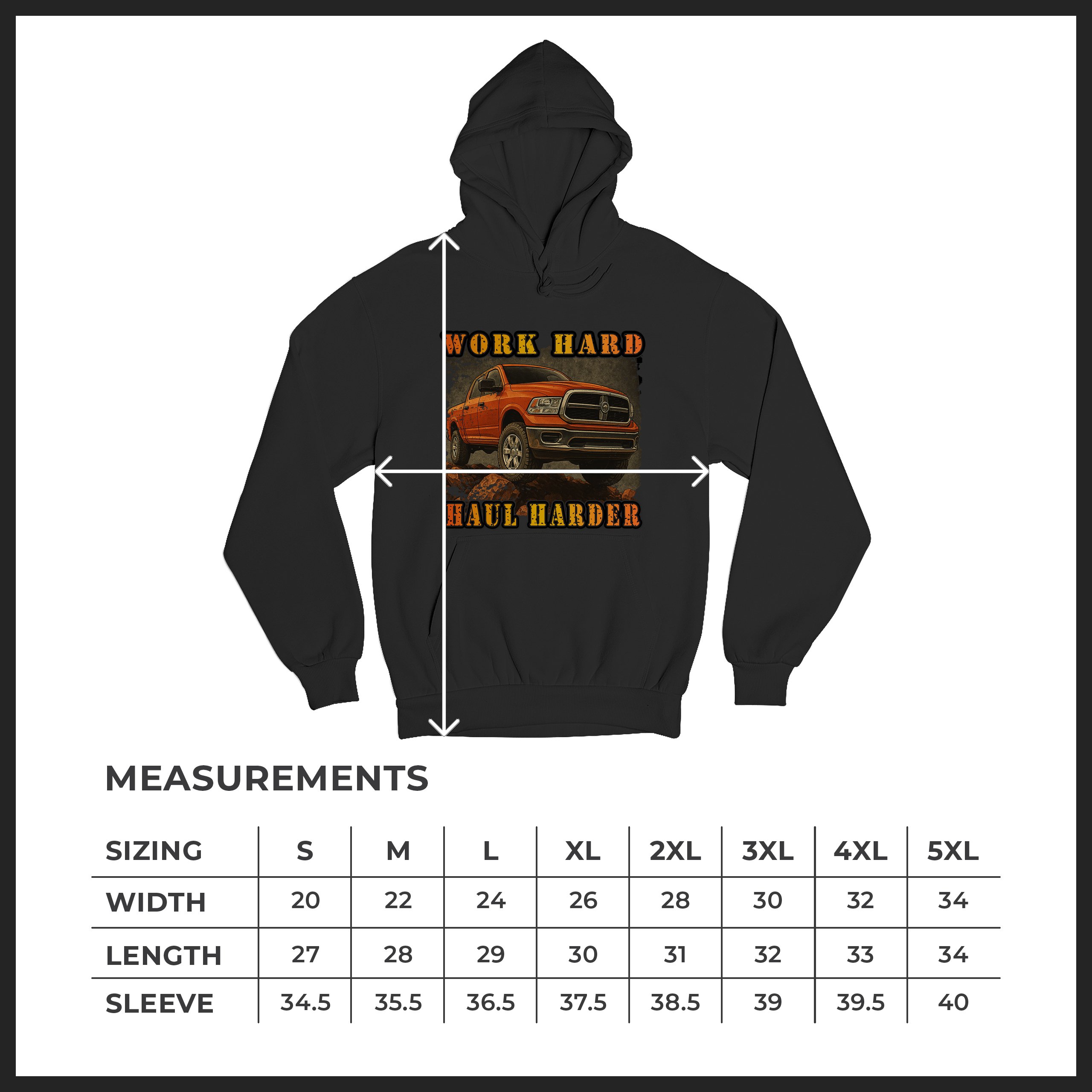 Work Hard Haul Harder Unisex Hoodie American Pickup Truck Offroad 4x4 - Picture 8 of 57