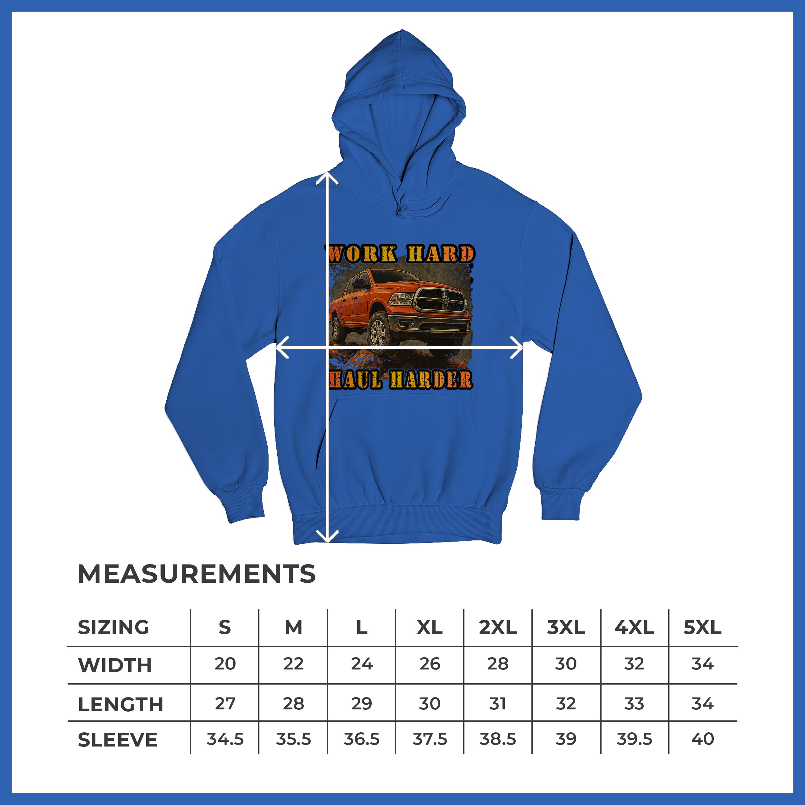 Work Hard Haul Harder Unisex Hoodie American Pickup Truck Offroad 4x4 - Picture 50 of 57