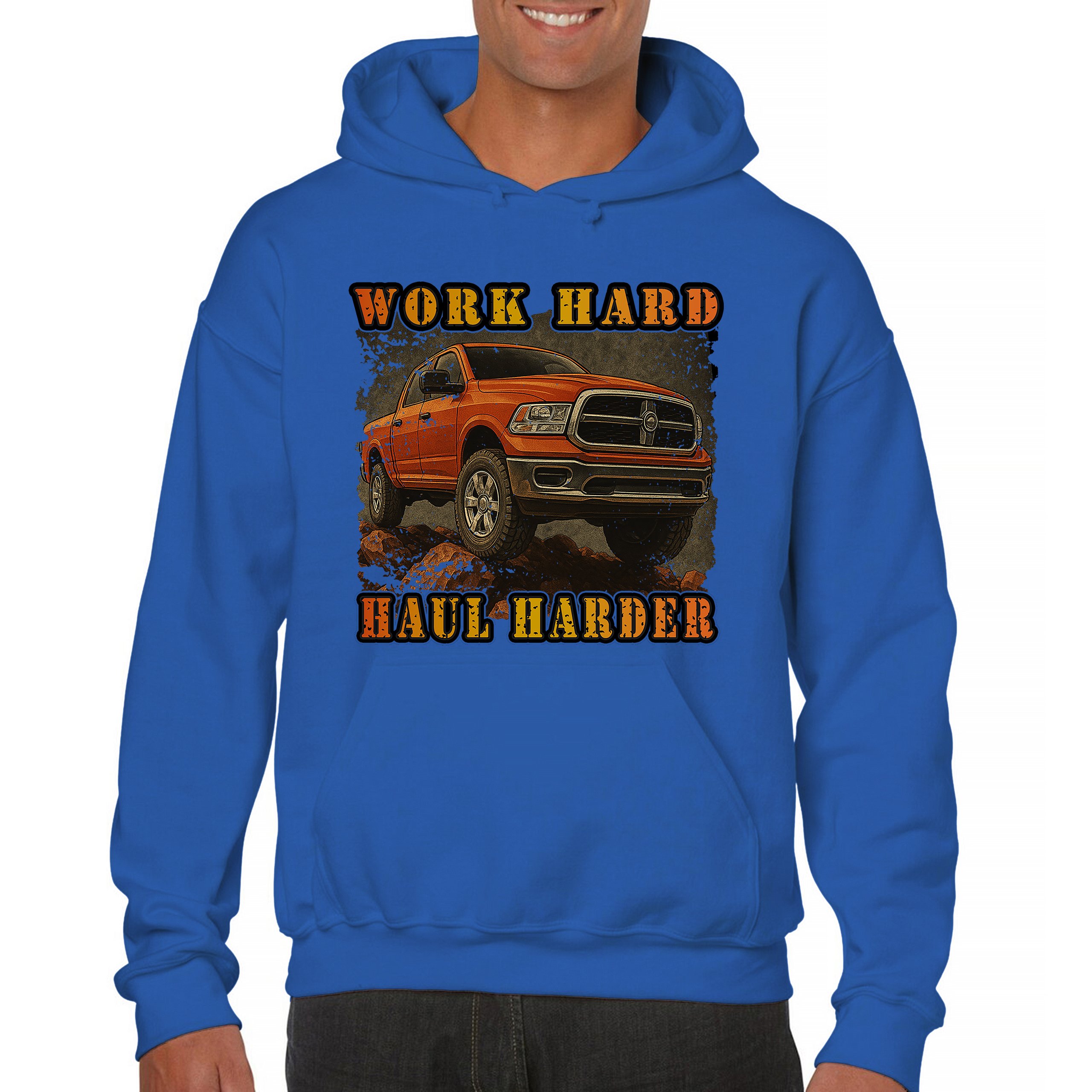 Work Hard Haul Harder Unisex Hoodie American Pickup Truck Offroad 4x4 - Picture 44 of 57