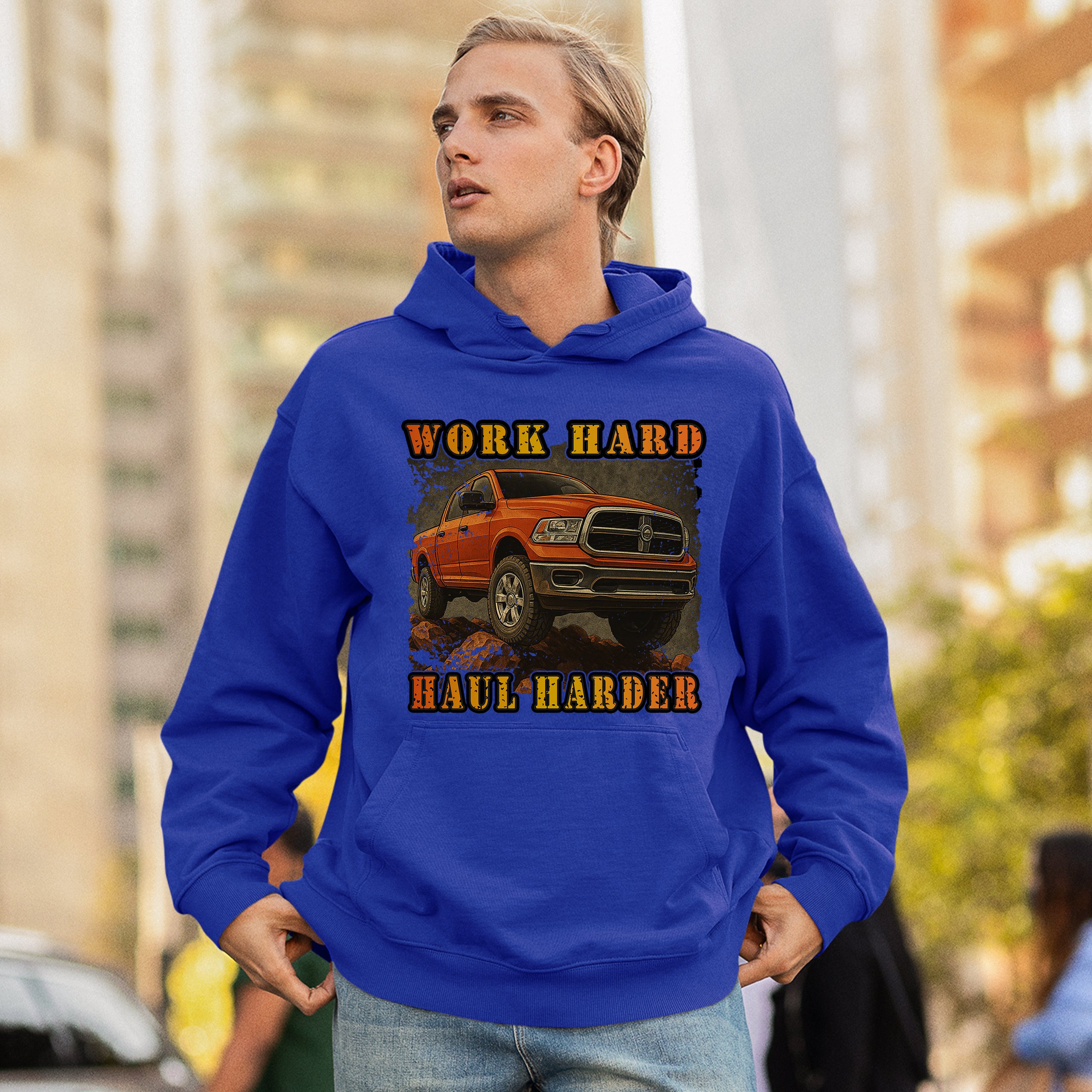 Work Hard Haul Harder Unisex Hoodie American Pickup Truck Offroad 4x4 - Picture 47 of 57
