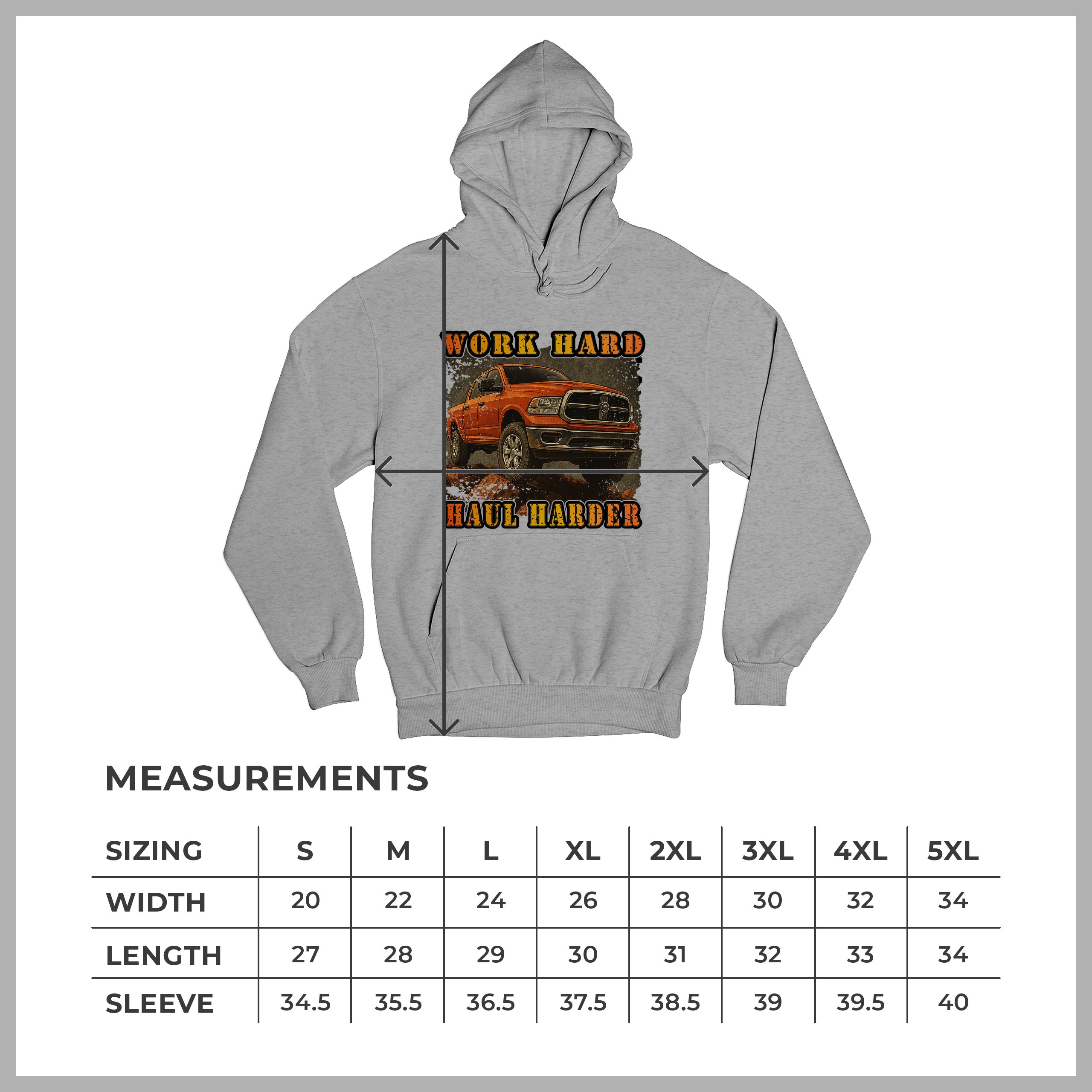 Work Hard Haul Harder Unisex Hoodie American Pickup Truck Offroad 4x4 - Picture 15 of 57