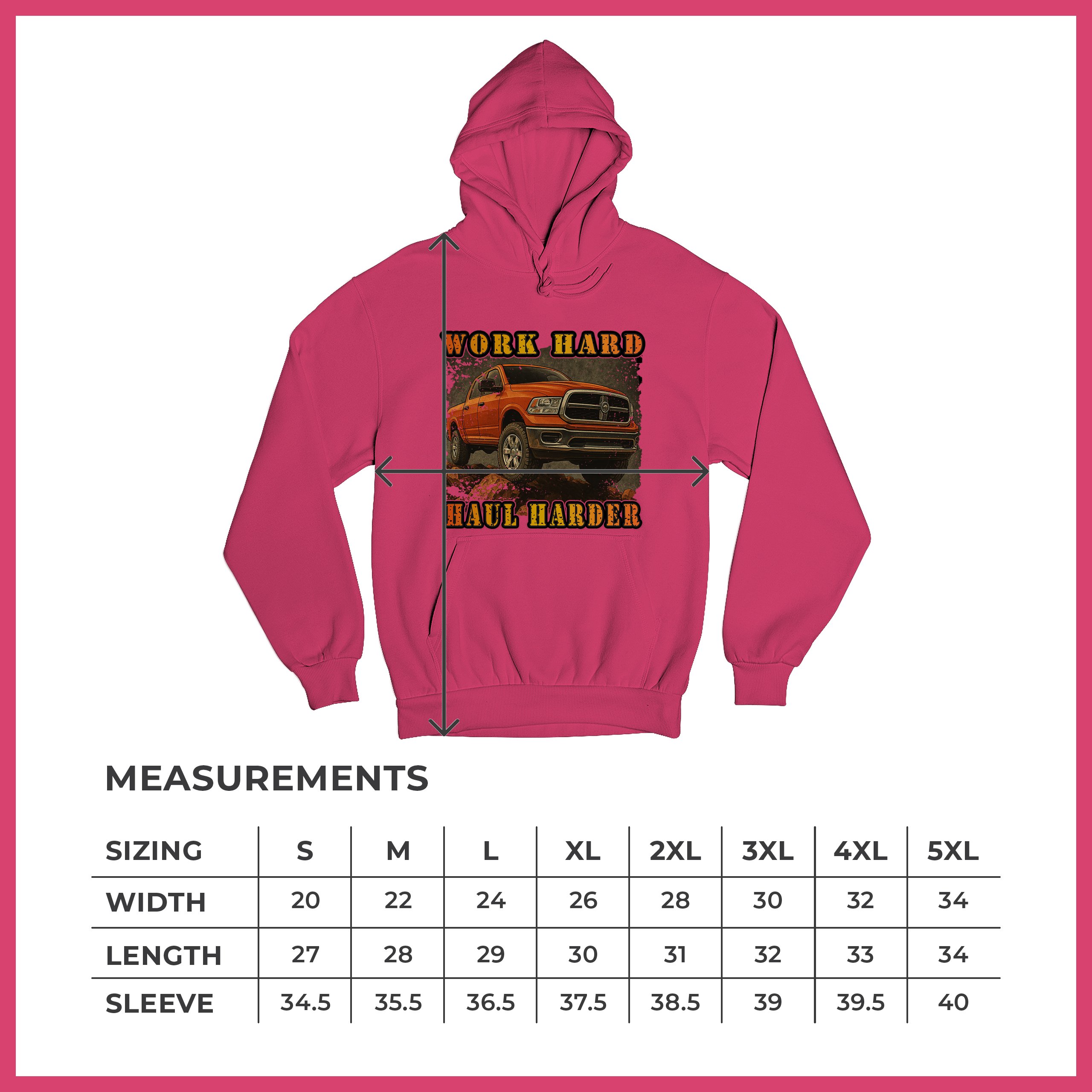 Work Hard Haul Harder Unisex Hoodie American Pickup Truck Offroad 4x4 - Picture 57 of 57