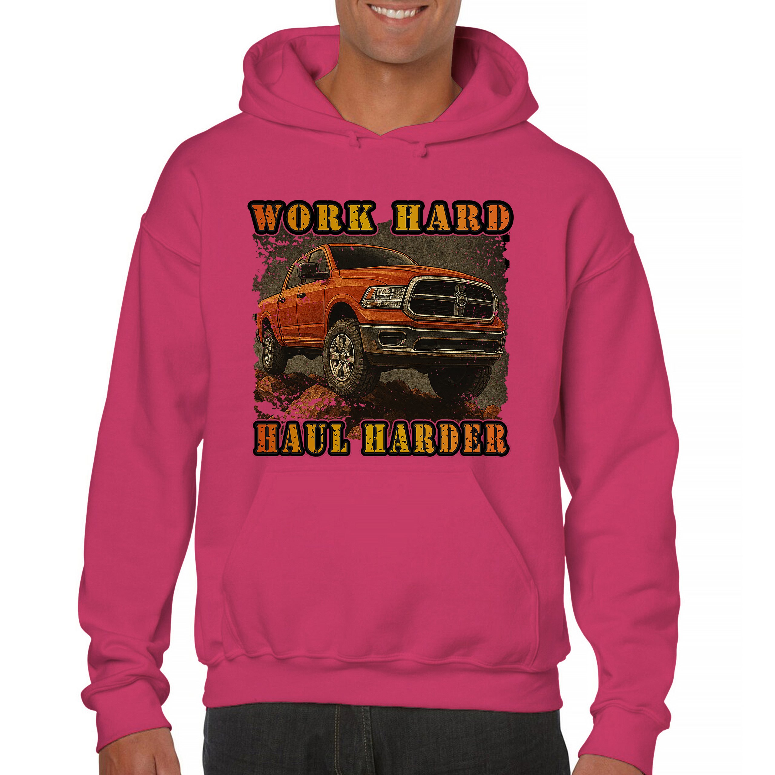 Work Hard Haul Harder Unisex Hoodie American Pickup Truck Offroad 4x4 - Picture 51 of 57