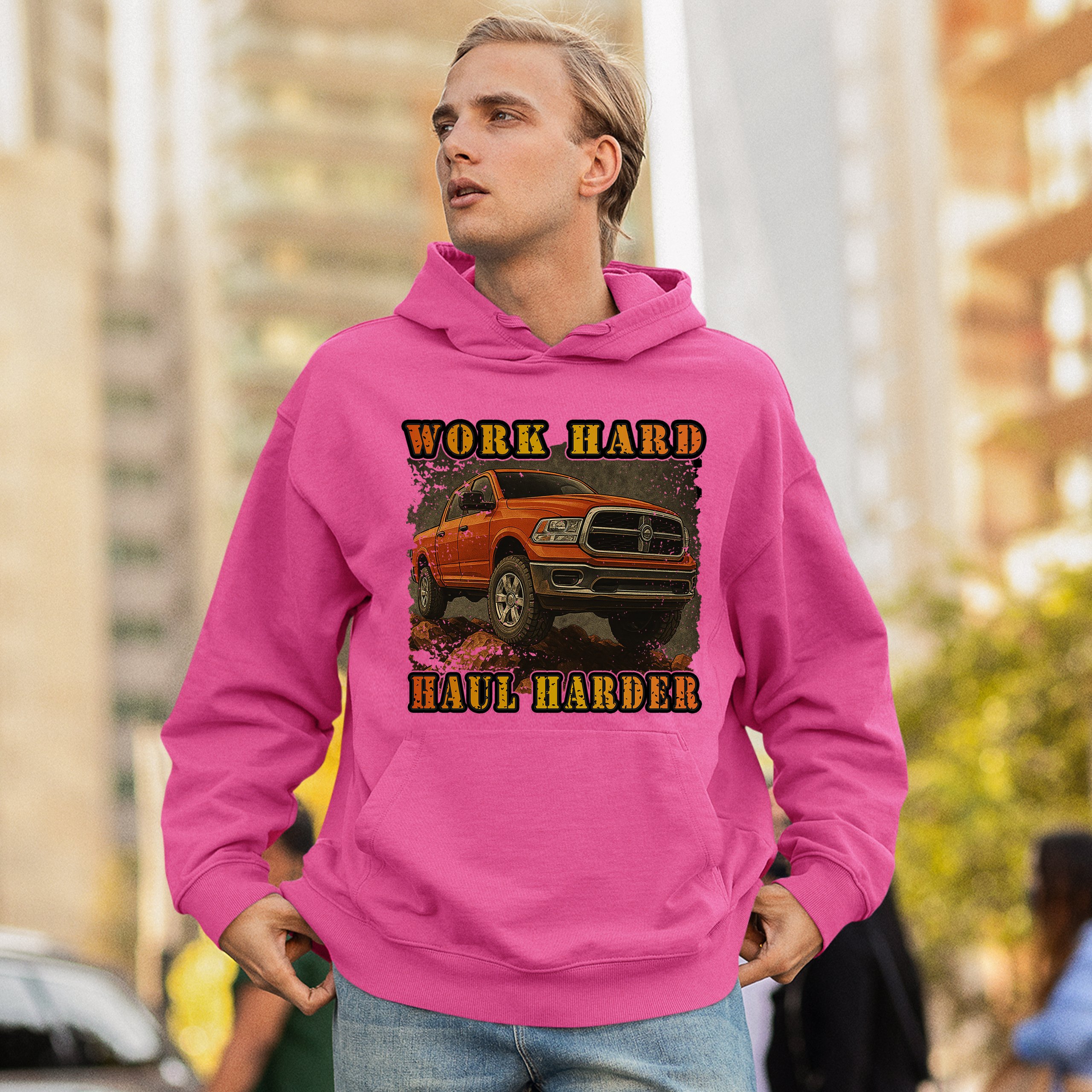 Work Hard Haul Harder Unisex Hoodie American Pickup Truck Offroad 4x4 - Picture 54 of 57
