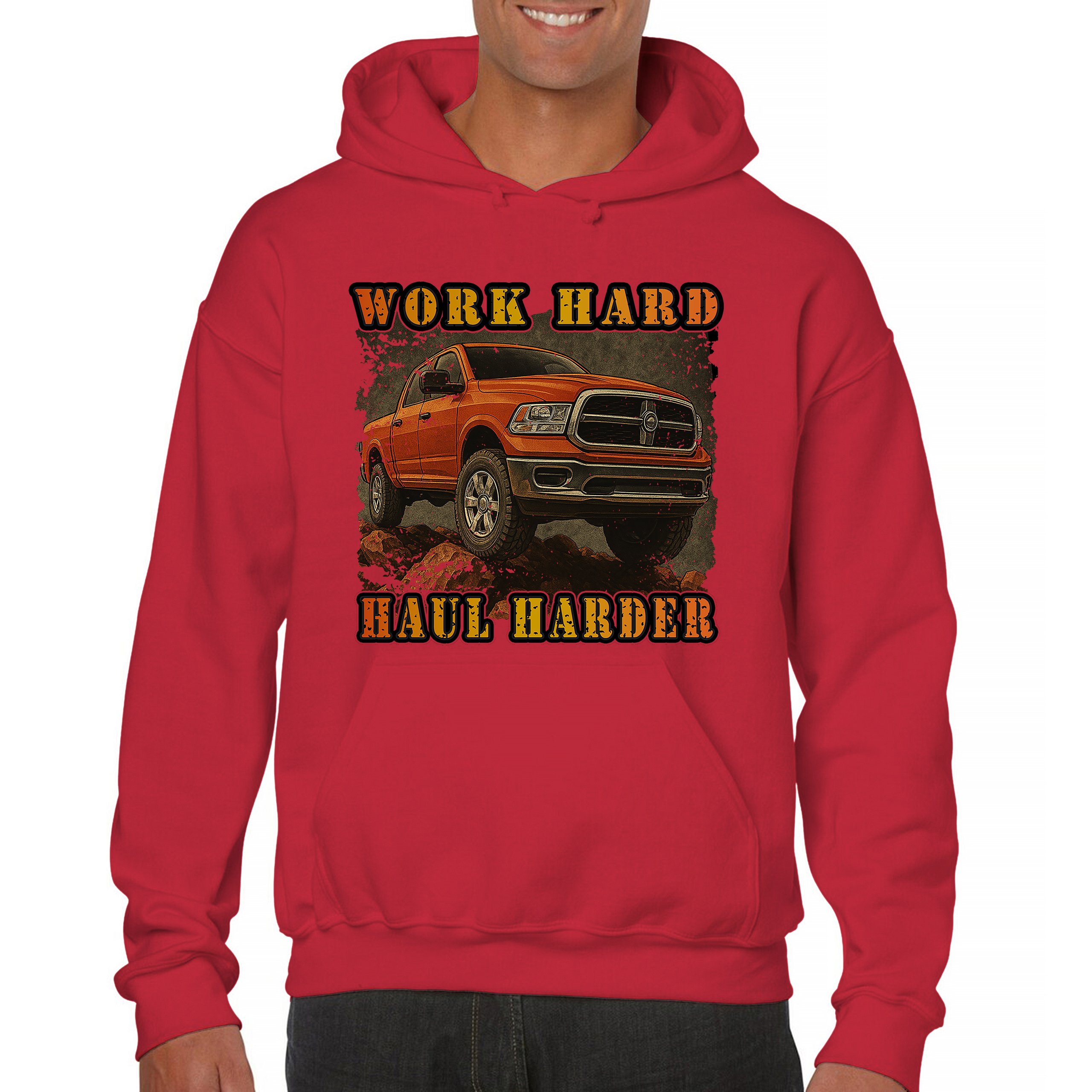 Work Hard Haul Harder Unisex Hoodie American Pickup Truck Offroad 4x4 - Picture 30 of 57