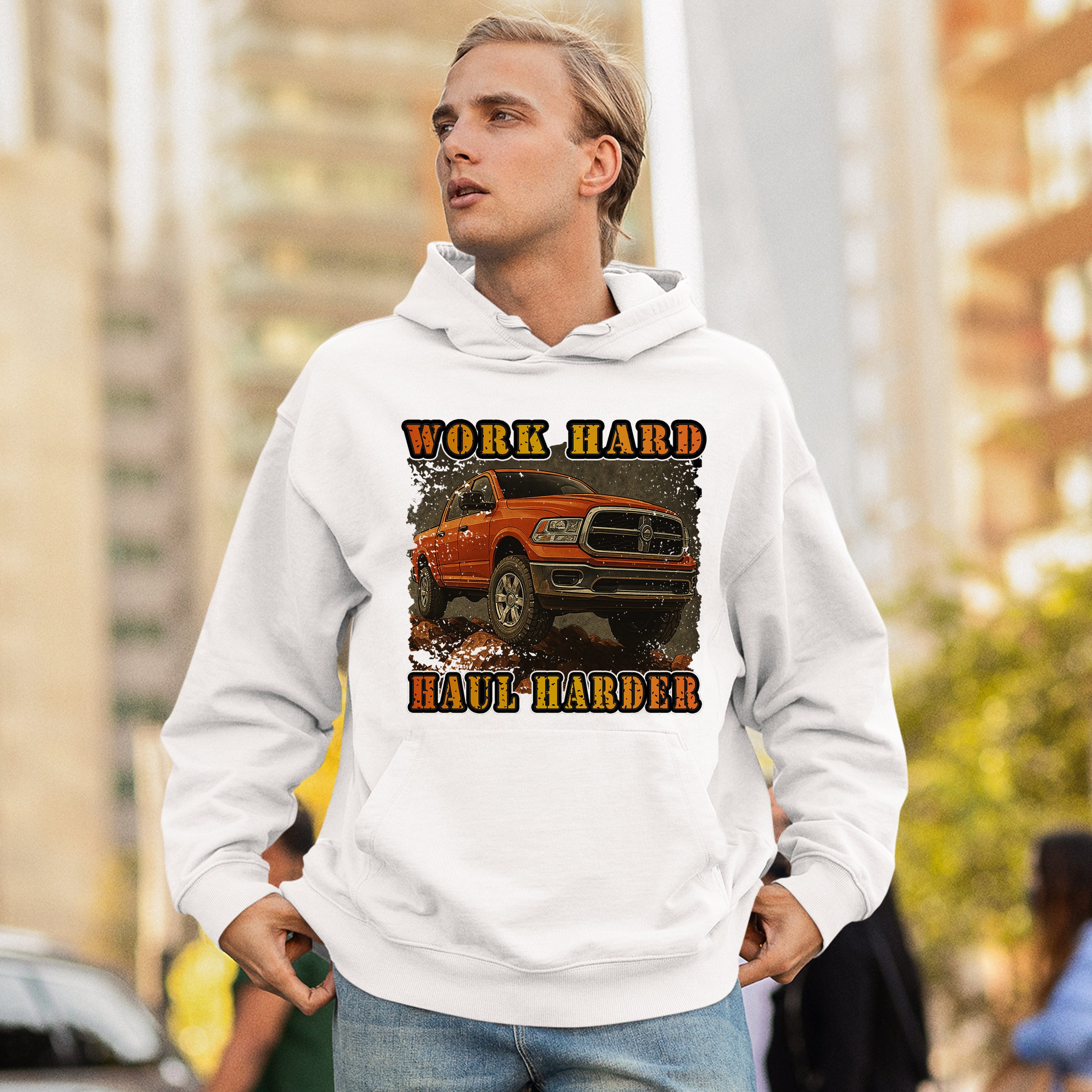 Work Hard Haul Harder Unisex Hoodie American Pickup Truck Offroad 4x4 - Picture 40 of 57
