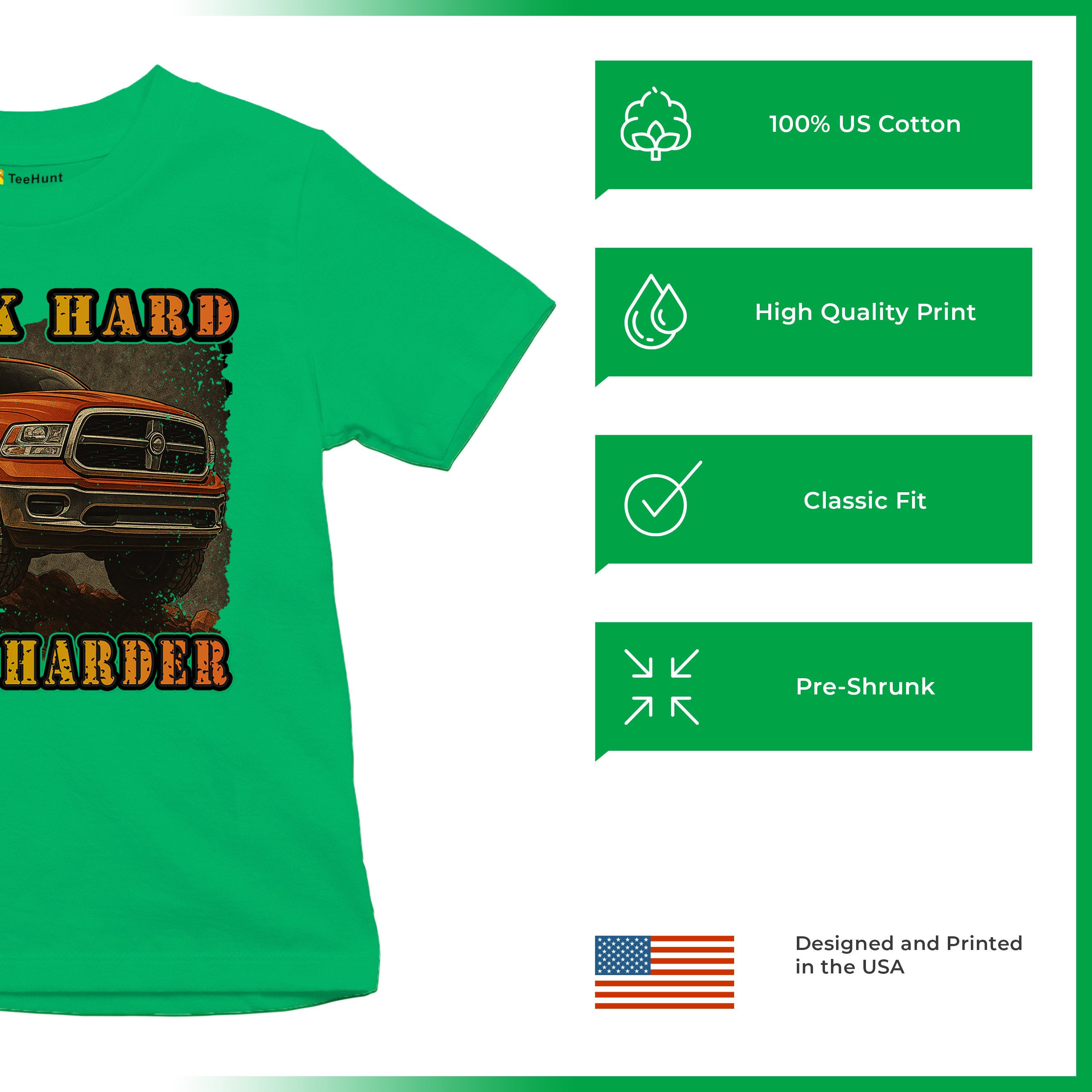 Work Hard Haul Harder Youth T-shirt American Pickup Truck Offroad 4x4 Kids - Picture 35 of 50