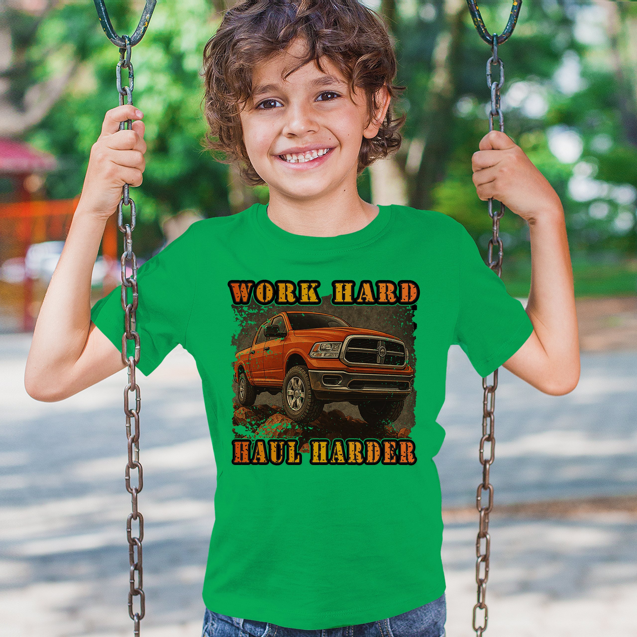 Work Hard Haul Harder Youth T-shirt American Pickup Truck Offroad 4x4 Kids - Picture 33 of 50