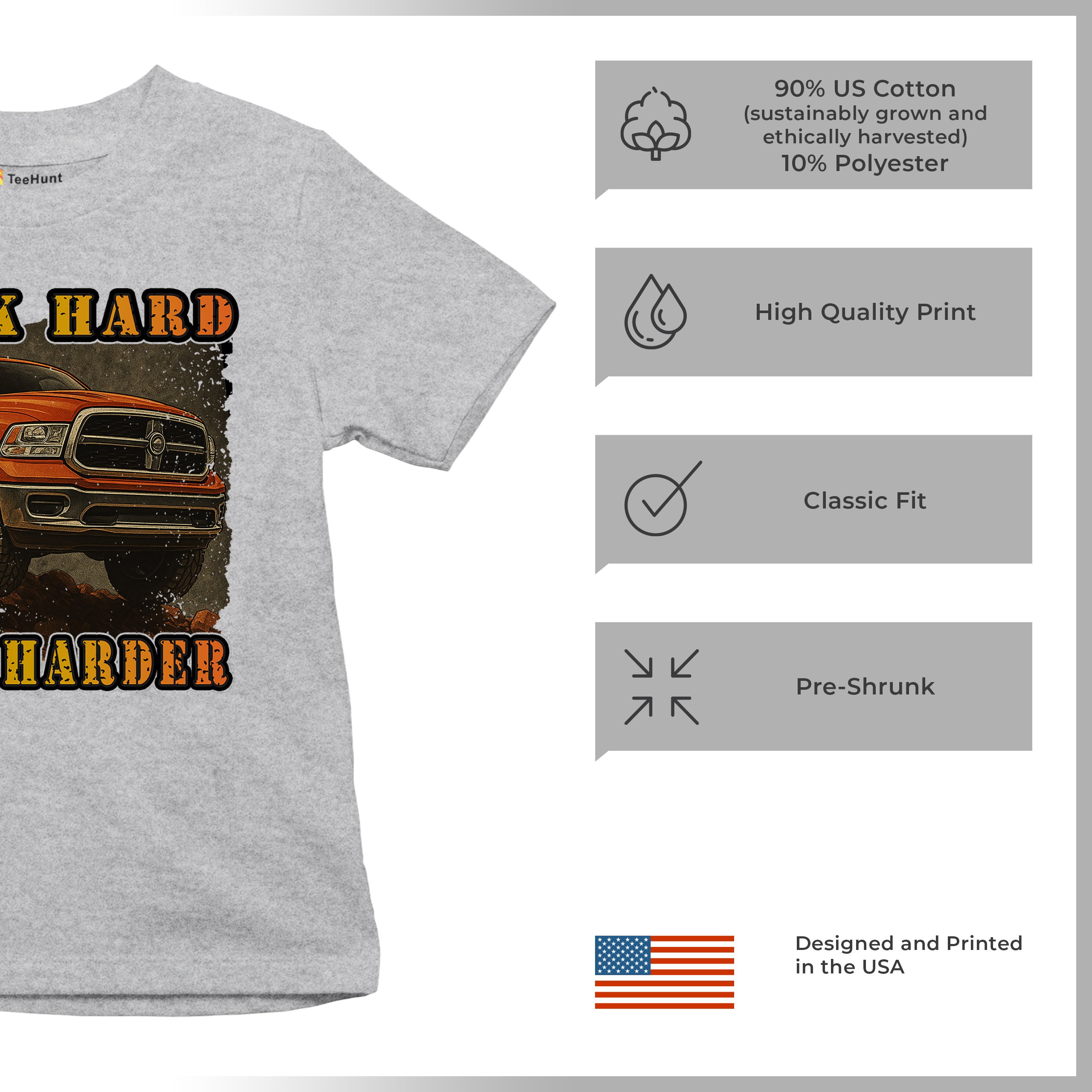 Work Hard Haul Harder Youth T-shirt American Pickup Truck Offroad 4x4 Kids - Picture 14 of 50