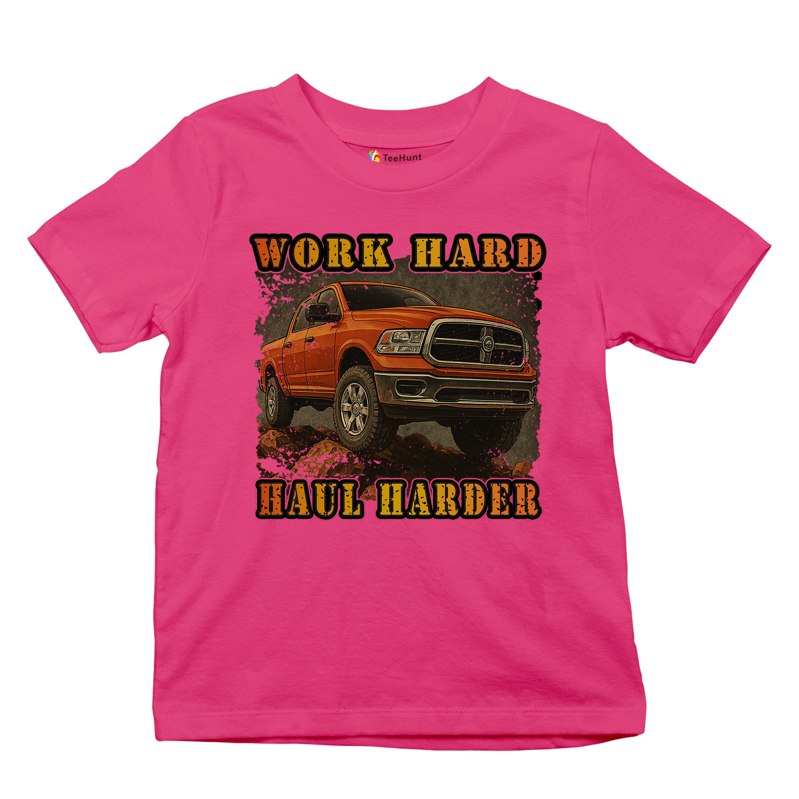 Work Hard Haul Harder Youth T-shirt American Pickup Truck Offroad 4x4 Kids - Picture 48 of 50