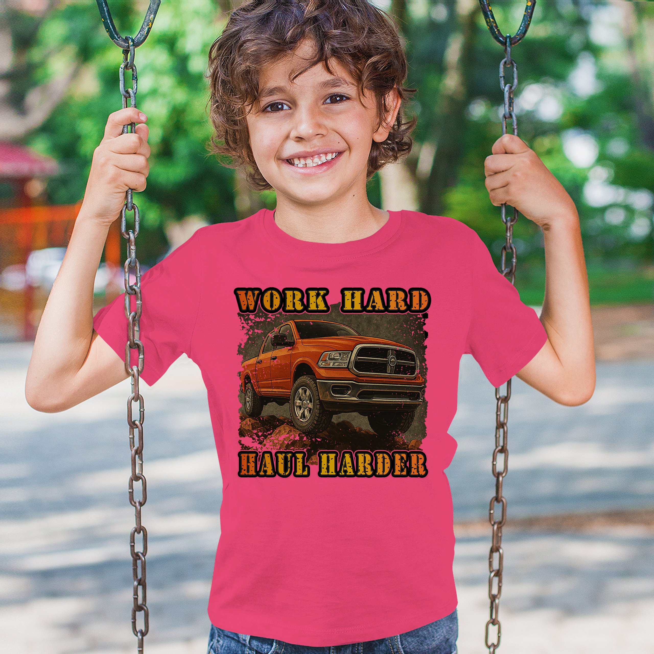 Work Hard Haul Harder Youth T-shirt American Pickup Truck Offroad 4x4 Kids - Picture 47 of 50