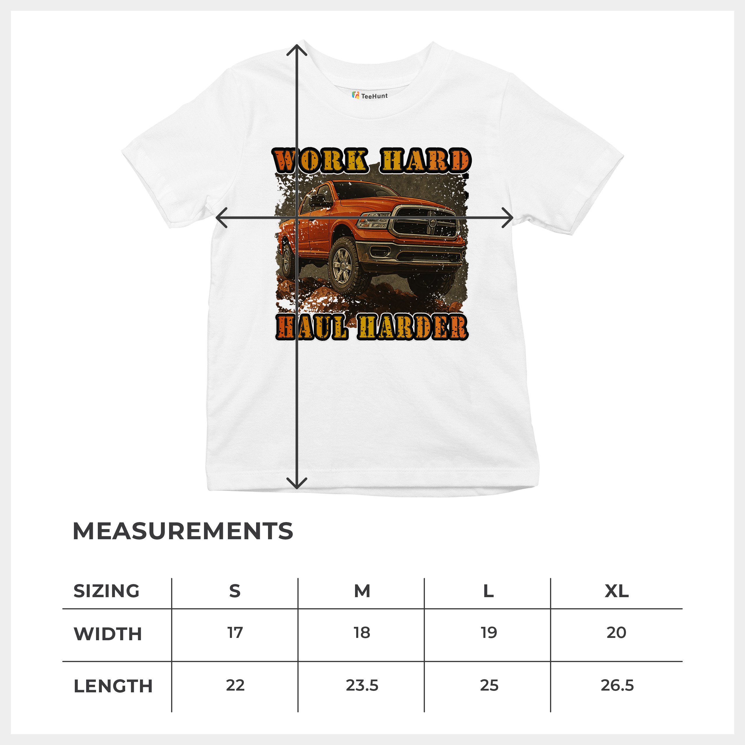Work Hard Haul Harder Youth T-shirt American Pickup Truck Offroad 4x4 Kids - Picture 29 of 50