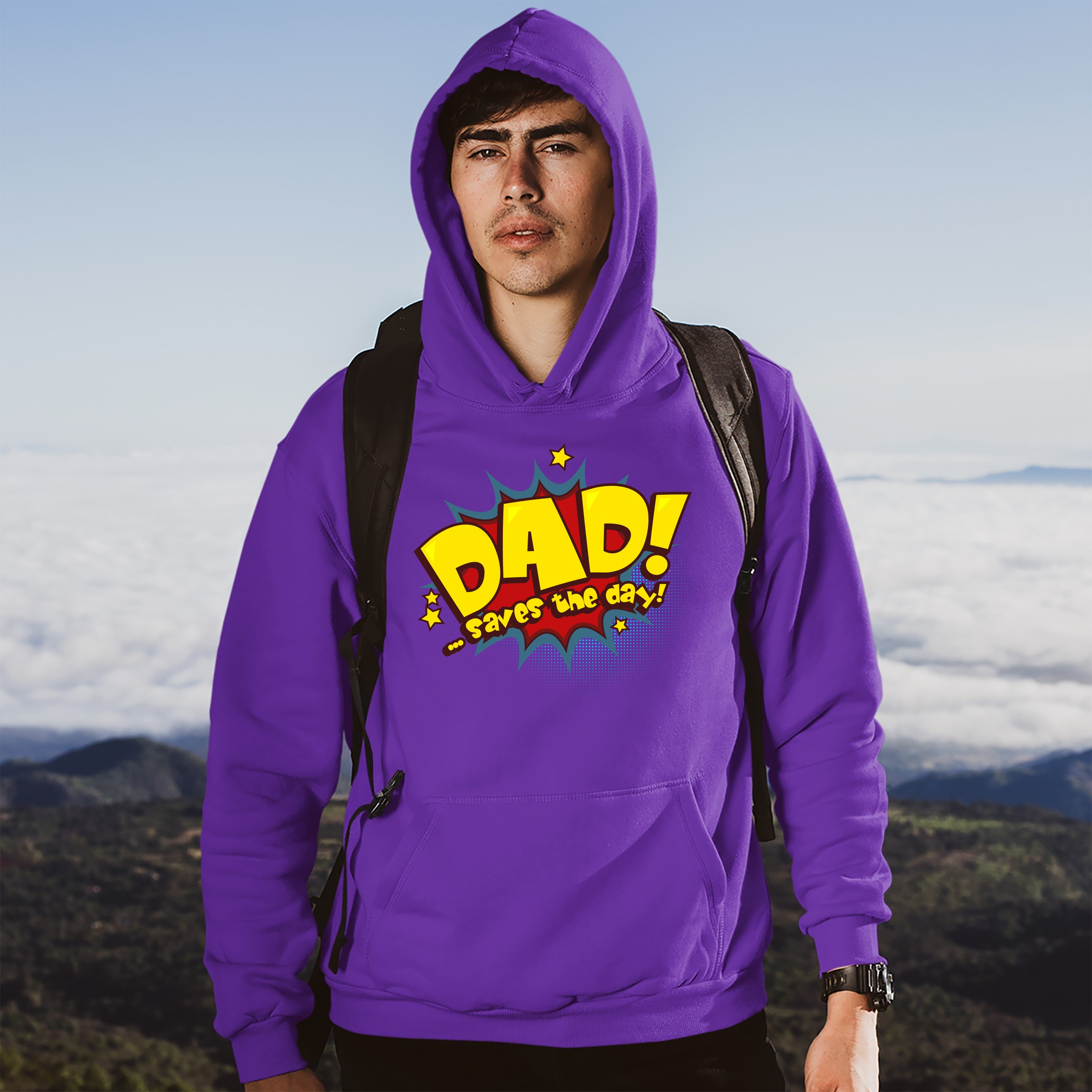Dad Saves the Day! Sweatshirt Father's Day World's Greatest Dad Hoodie - Picture 13 of 29