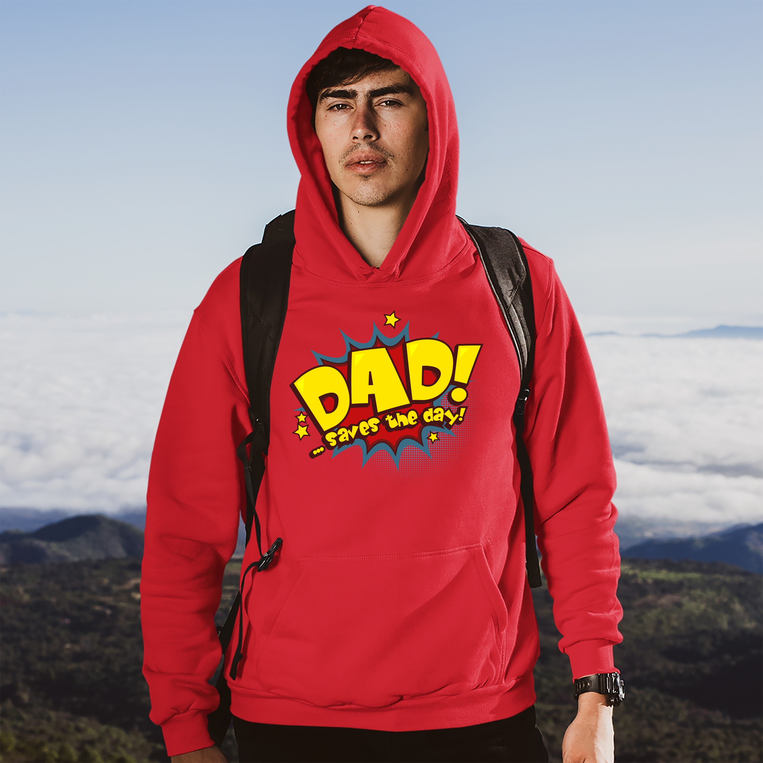 Dad Saves the Day! Sweatshirt Father's Day World's Greatest Dad Hoodie - Picture 17 of 29