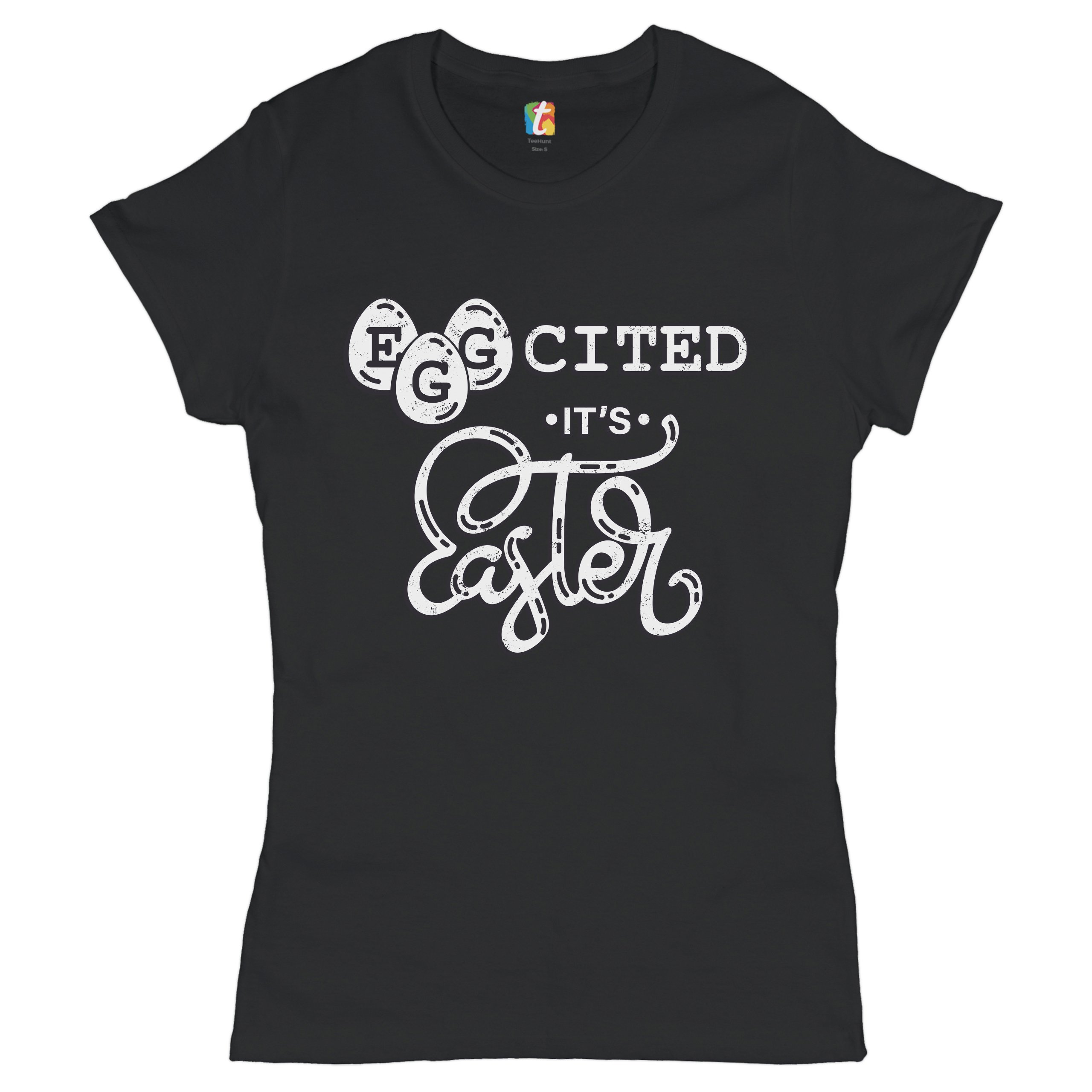 Eggcited It's Easter T-Shirt Happy Easter Egg Hunt Jesus Christ Women's Tee - Picture 8 of 49