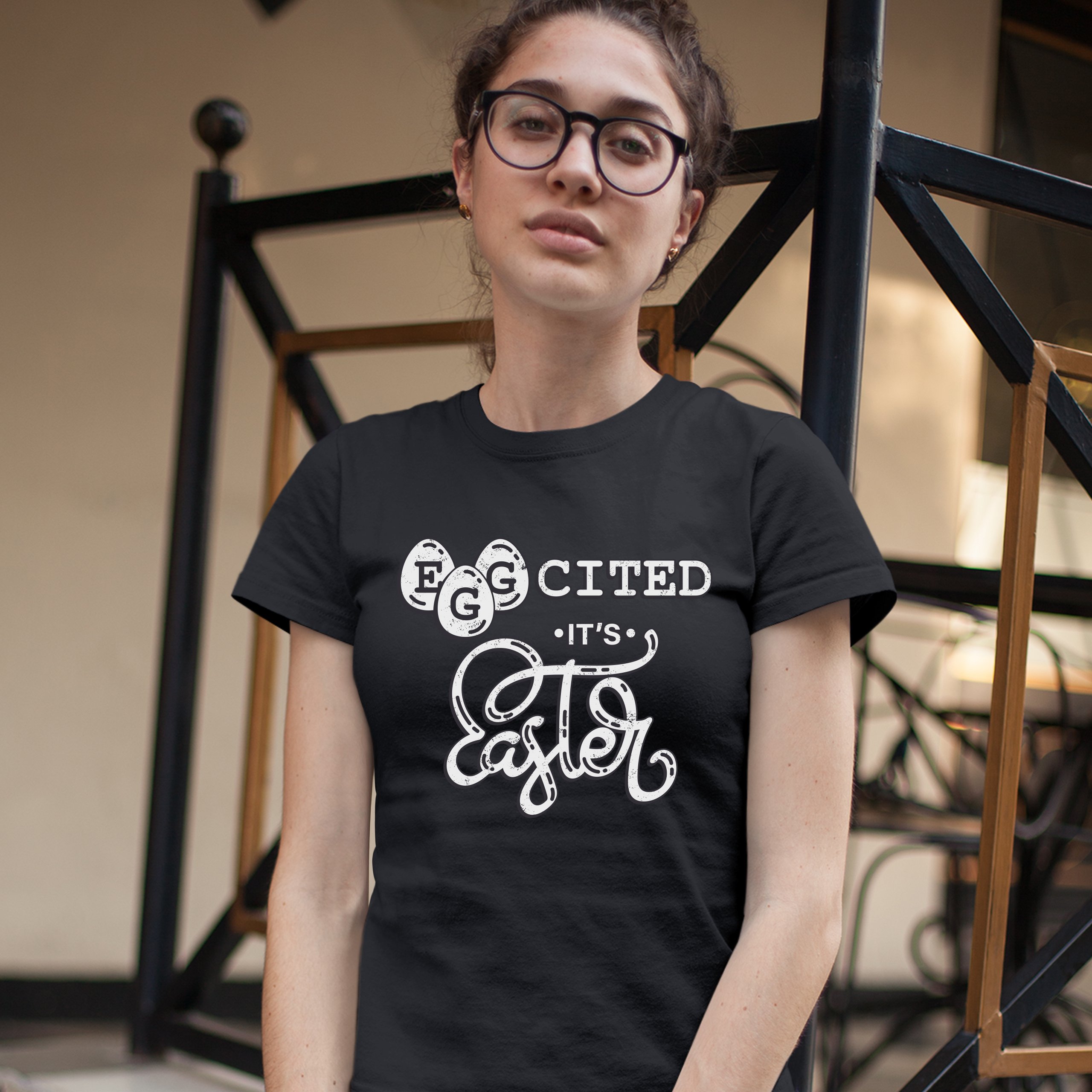 Eggcited It's Easter T-Shirt Happy Easter Egg Hunt Jesus Christ Women's Tee - Picture 11 of 49