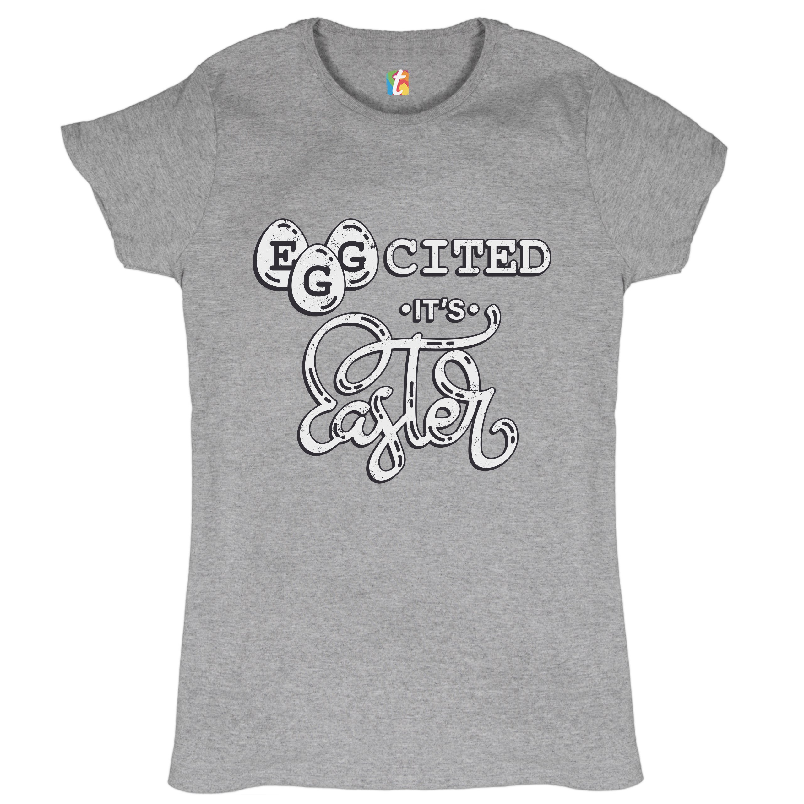 Eggcited It's Easter T-Shirt Happy Easter Egg Hunt Jesus Christ Women's Tee - Picture 15 of 49