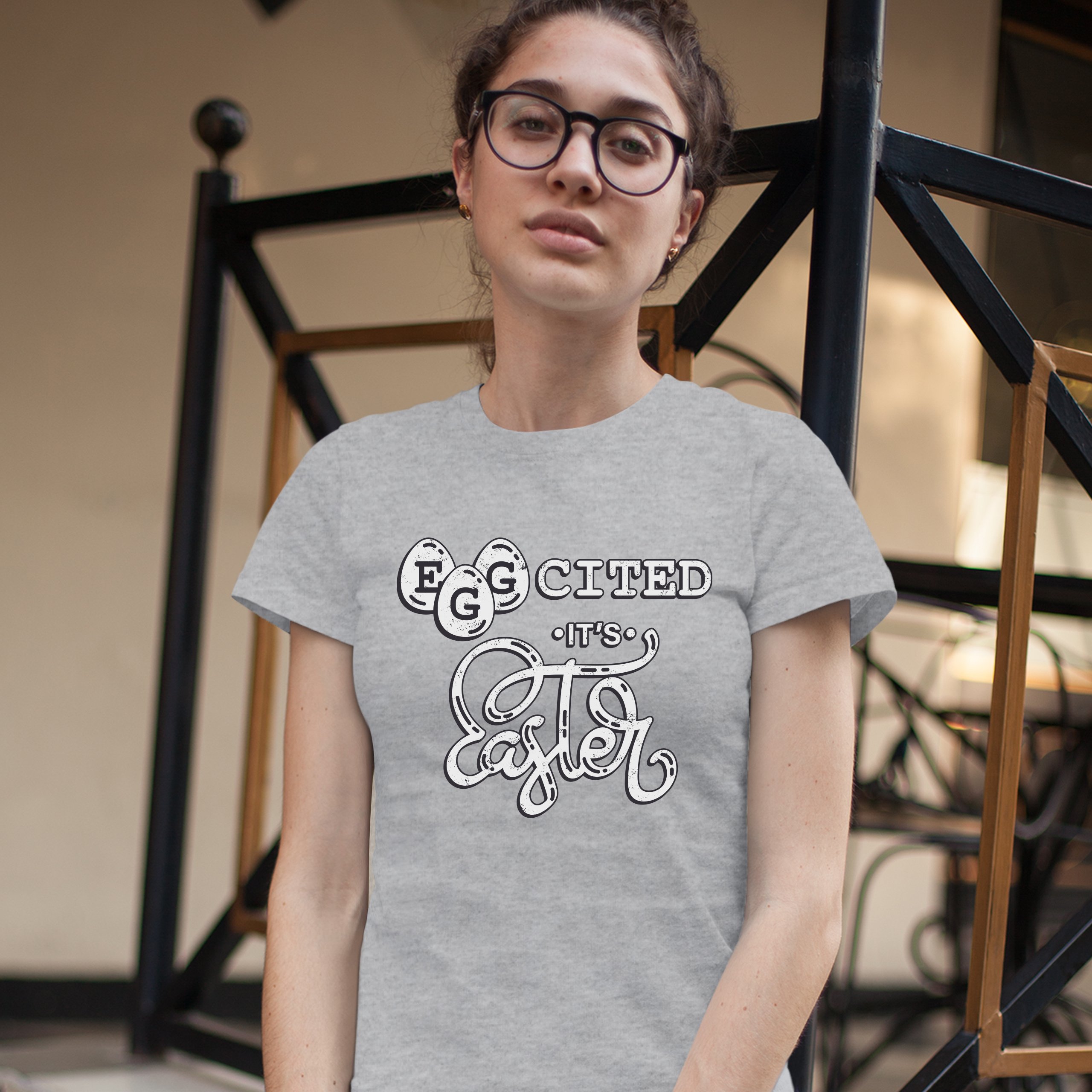 Eggcited It's Easter T-Shirt Happy Easter Egg Hunt Jesus Christ Women's Tee - Picture 18 of 49