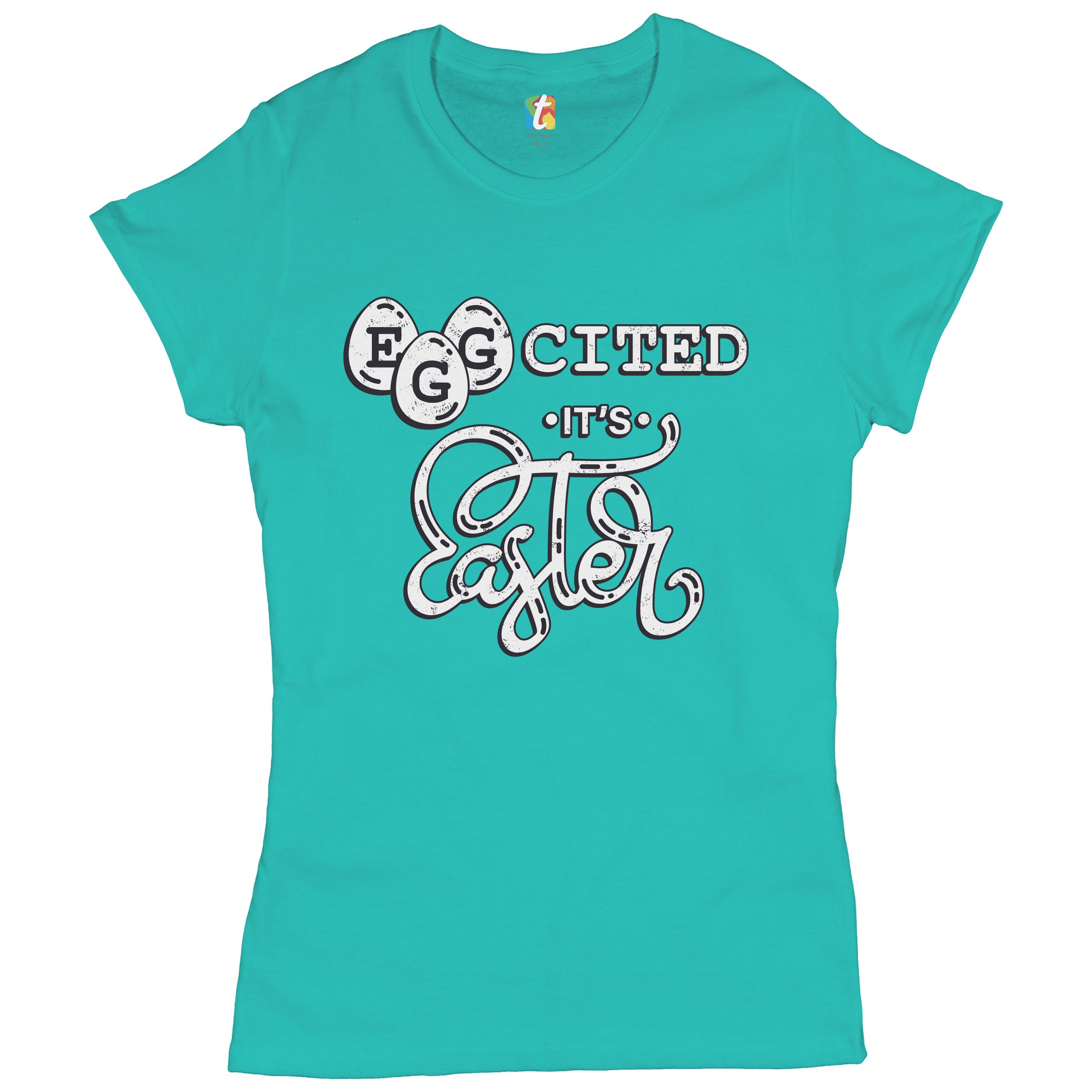 Eggcited It's Easter T-Shirt Happy Easter Egg Hunt Jesus Christ Women's Tee - Picture 36 of 49