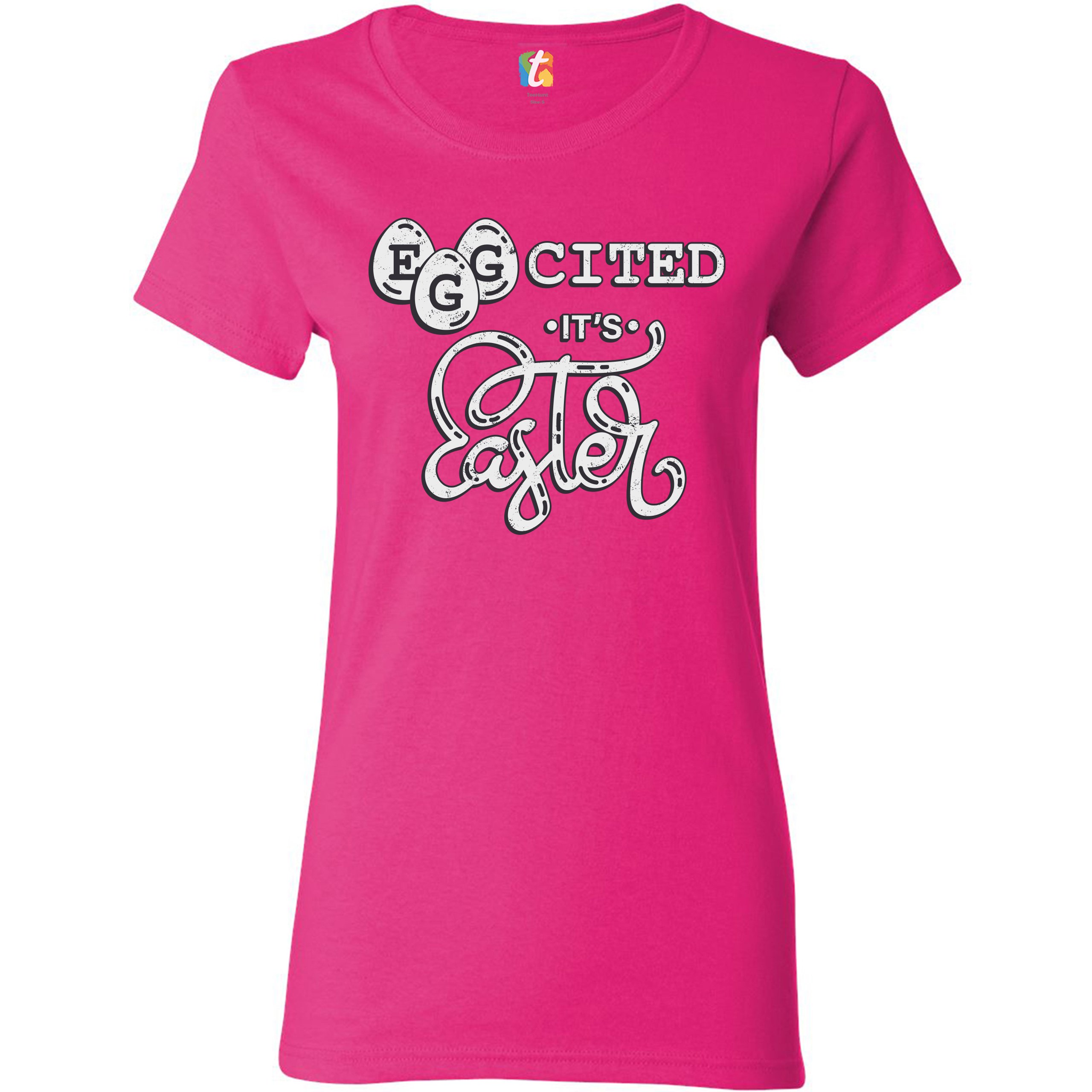 Eggcited It's Easter T-Shirt Happy Easter Egg Hunt Jesus Christ Women's Tee - Picture 44 of 49