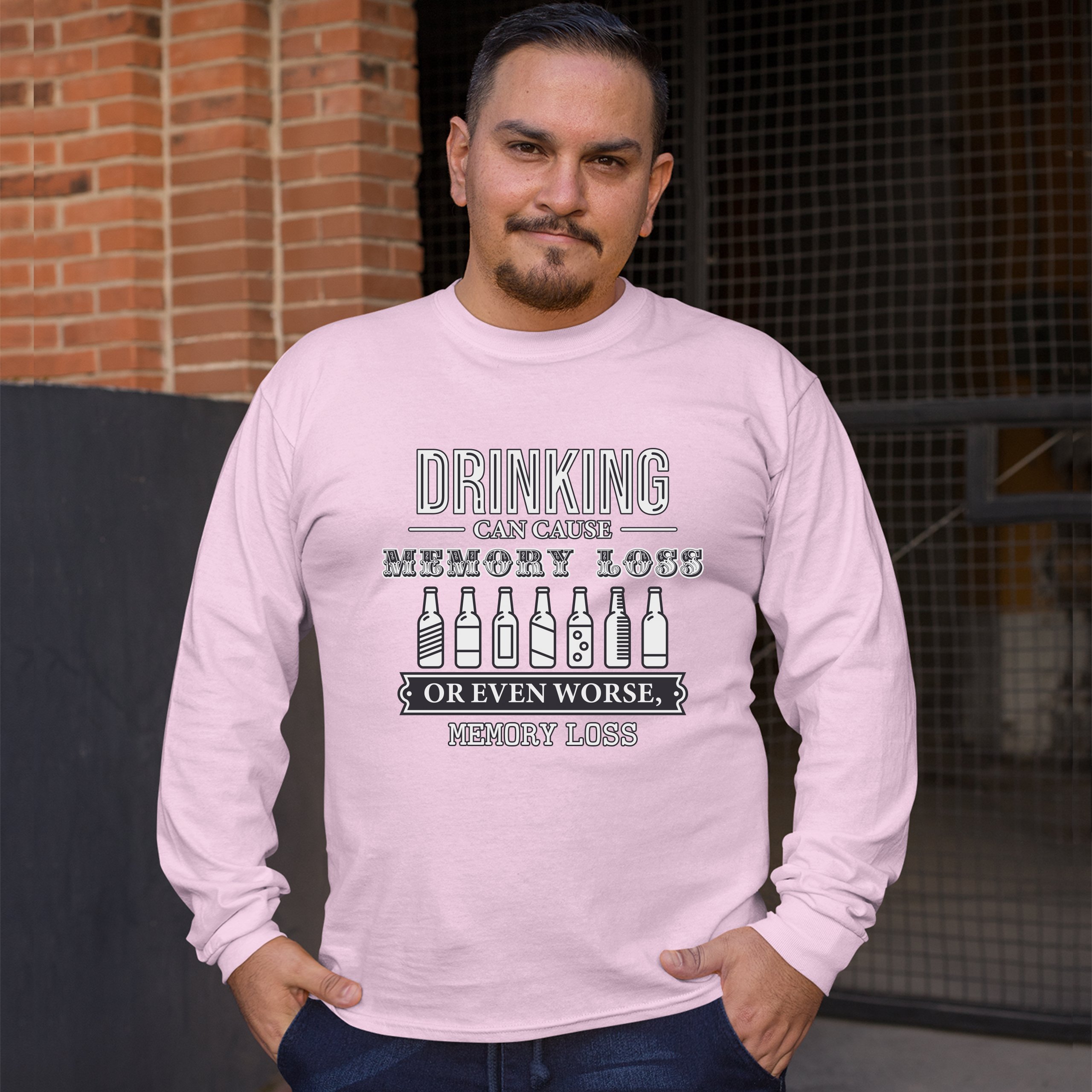 Drinking Can Cause Memory Loss Long Sleeve T-shirt Alcohol Beer Inappropriate - Picture 45 of 45